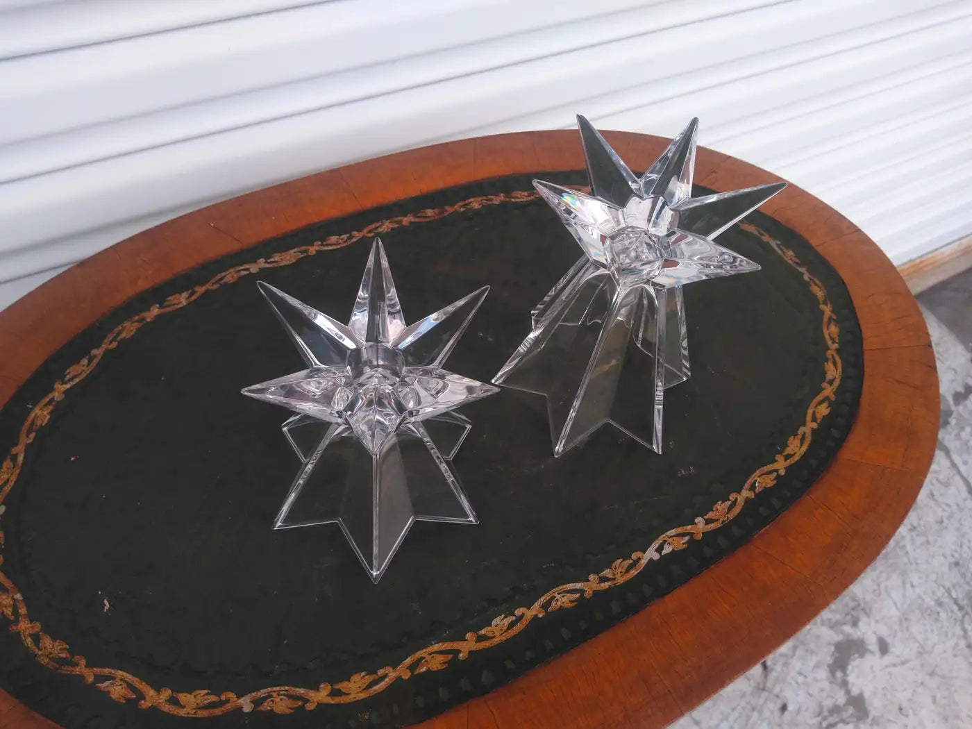 Pair of Nachtmann Galaxia Crystal Starburst Candleholders