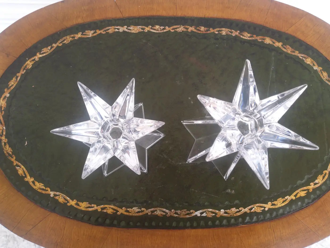 Pair of Nachtmann Galaxia Crystal Starburst Candleholders