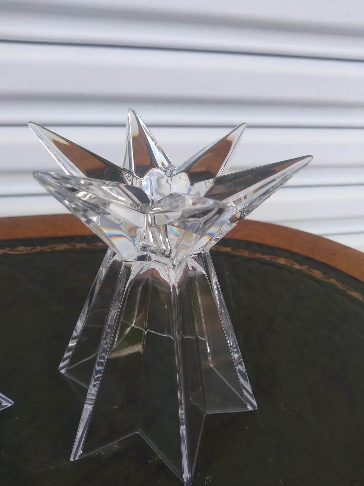 Pair of Nachtmann Galaxia Crystal Starburst Candleholders