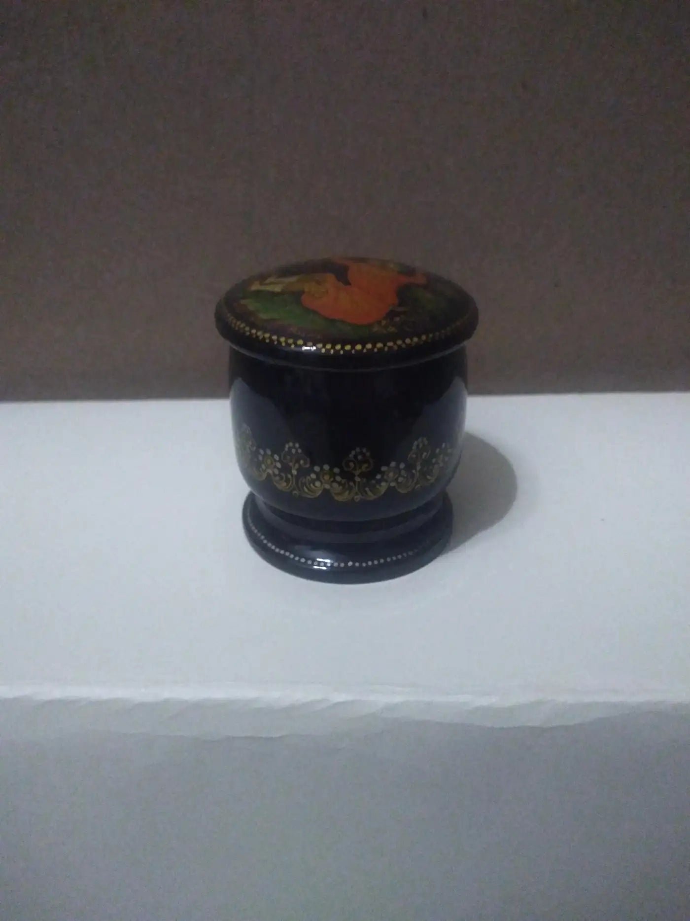 Hand-painted Russian Lacquered Box and pin