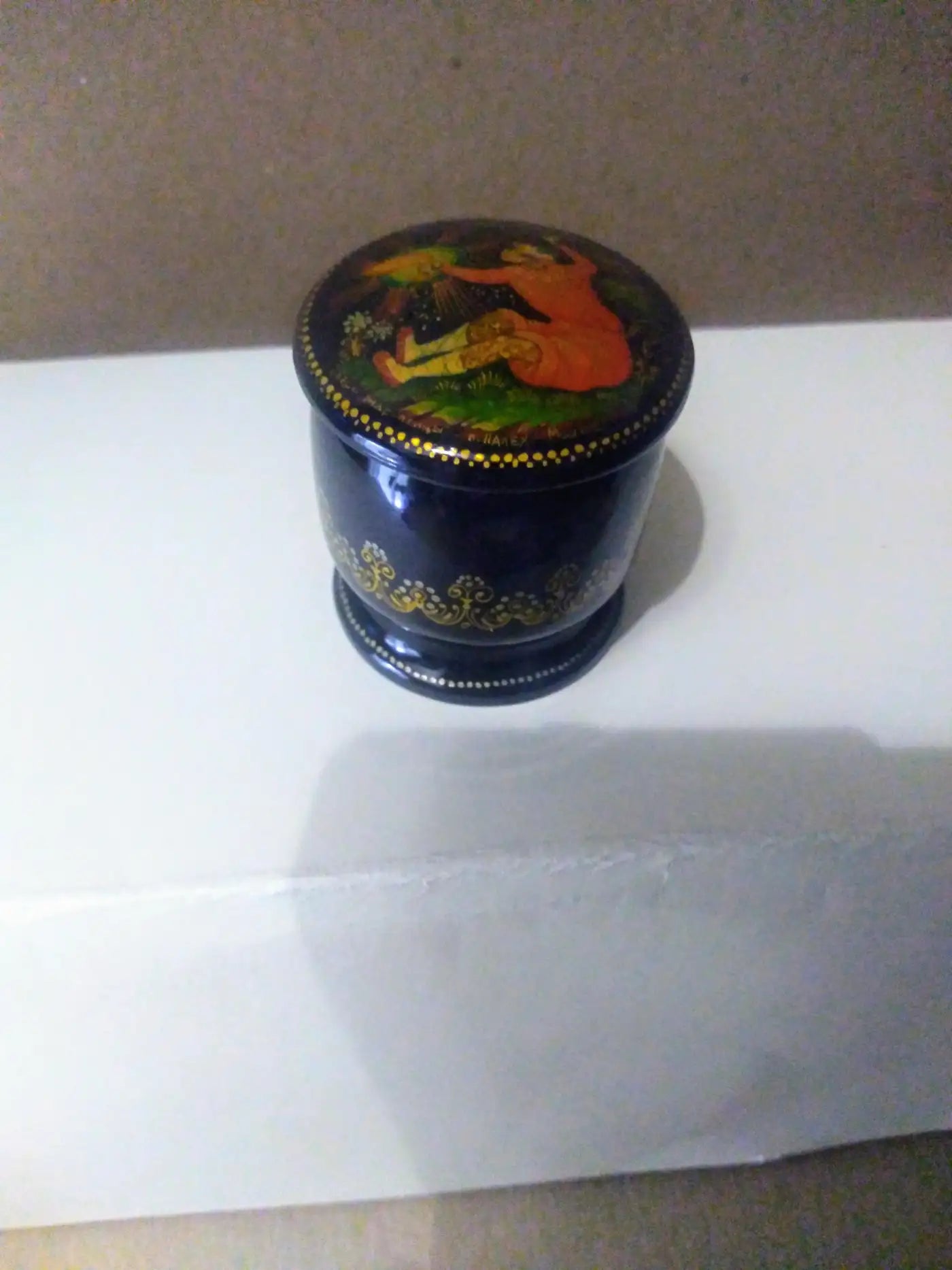 Hand-painted Russian Lacquered Box and pin