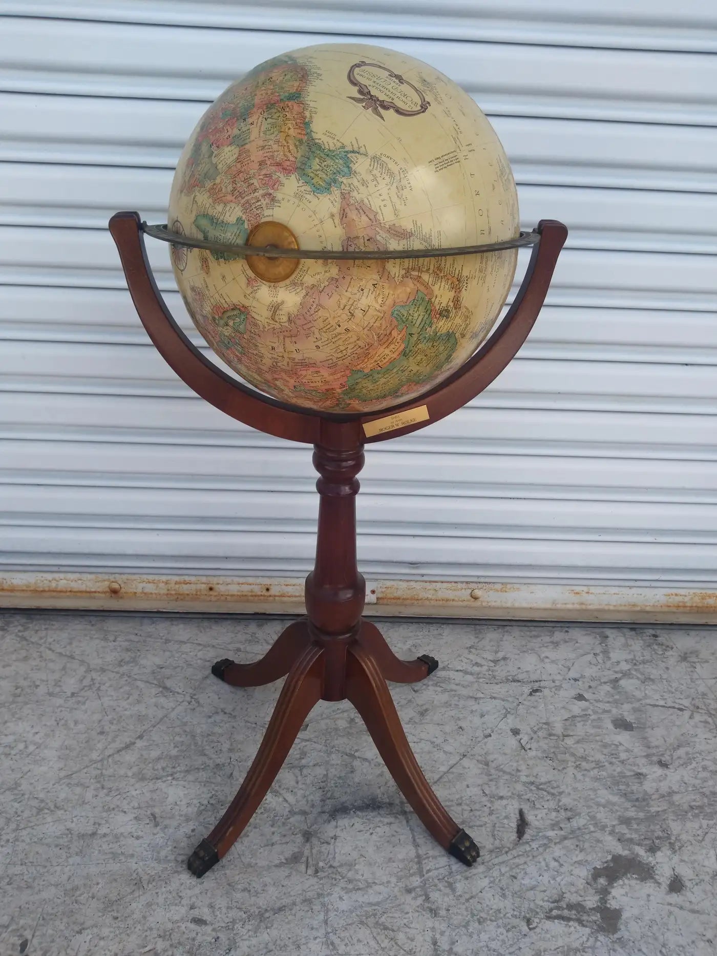 Vintage Globe on Regency Pedestal Stand