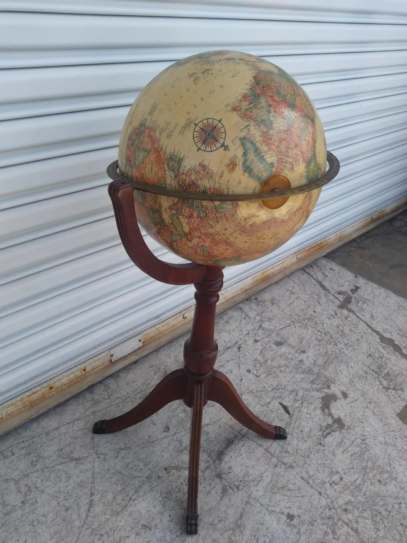 Vintage Globe on Regency Pedestal Stand