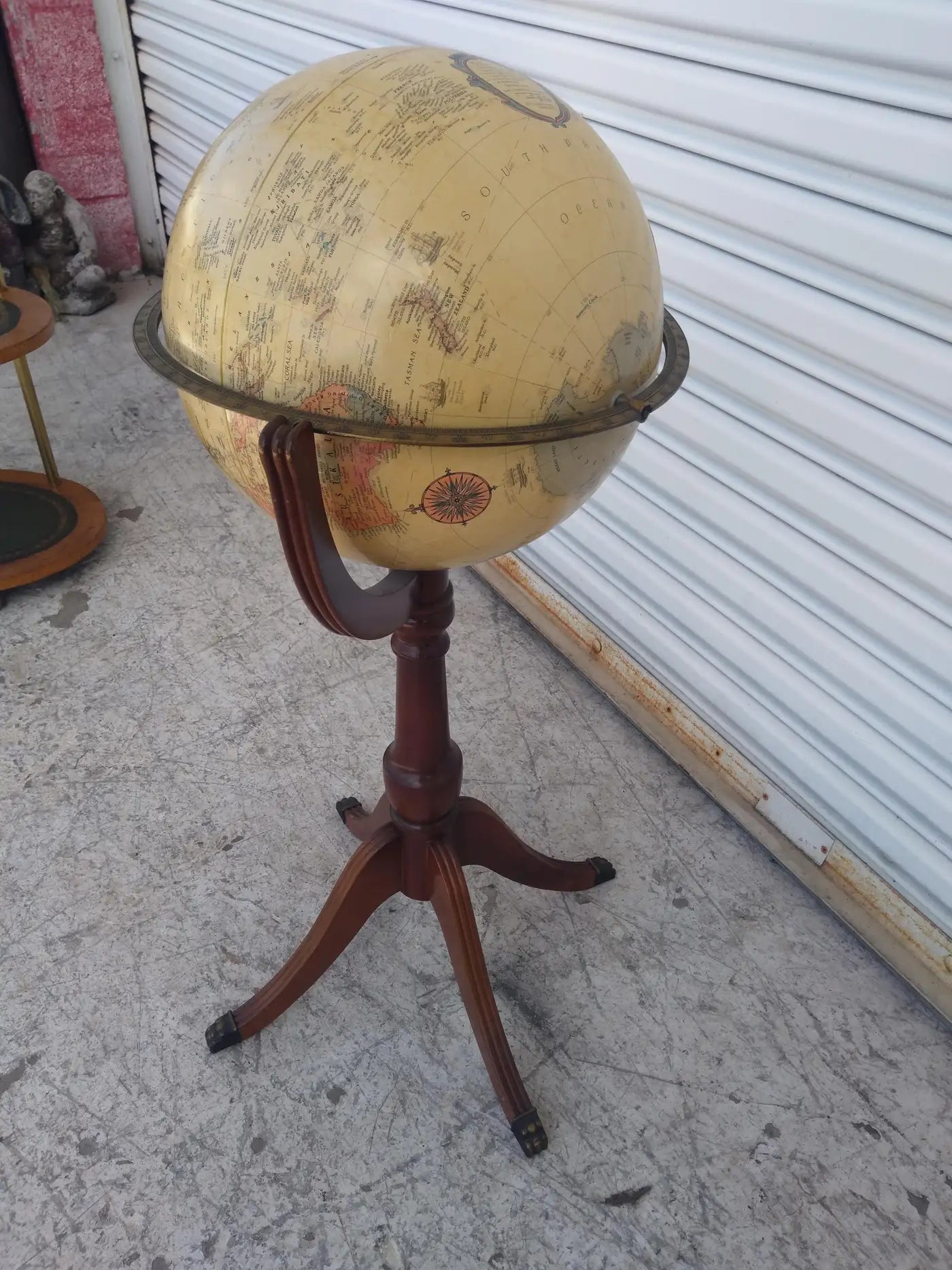 Vintage Globe on Regency Pedestal Stand