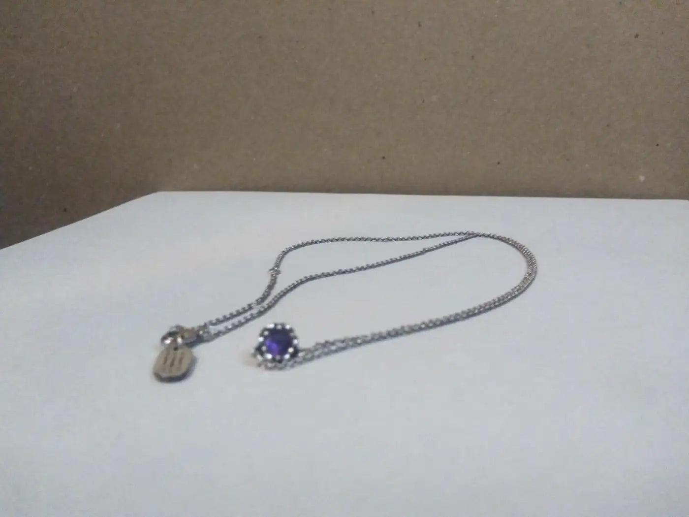 James Avery Sterling Silver 20' Link Chain with Amethyst Pendant