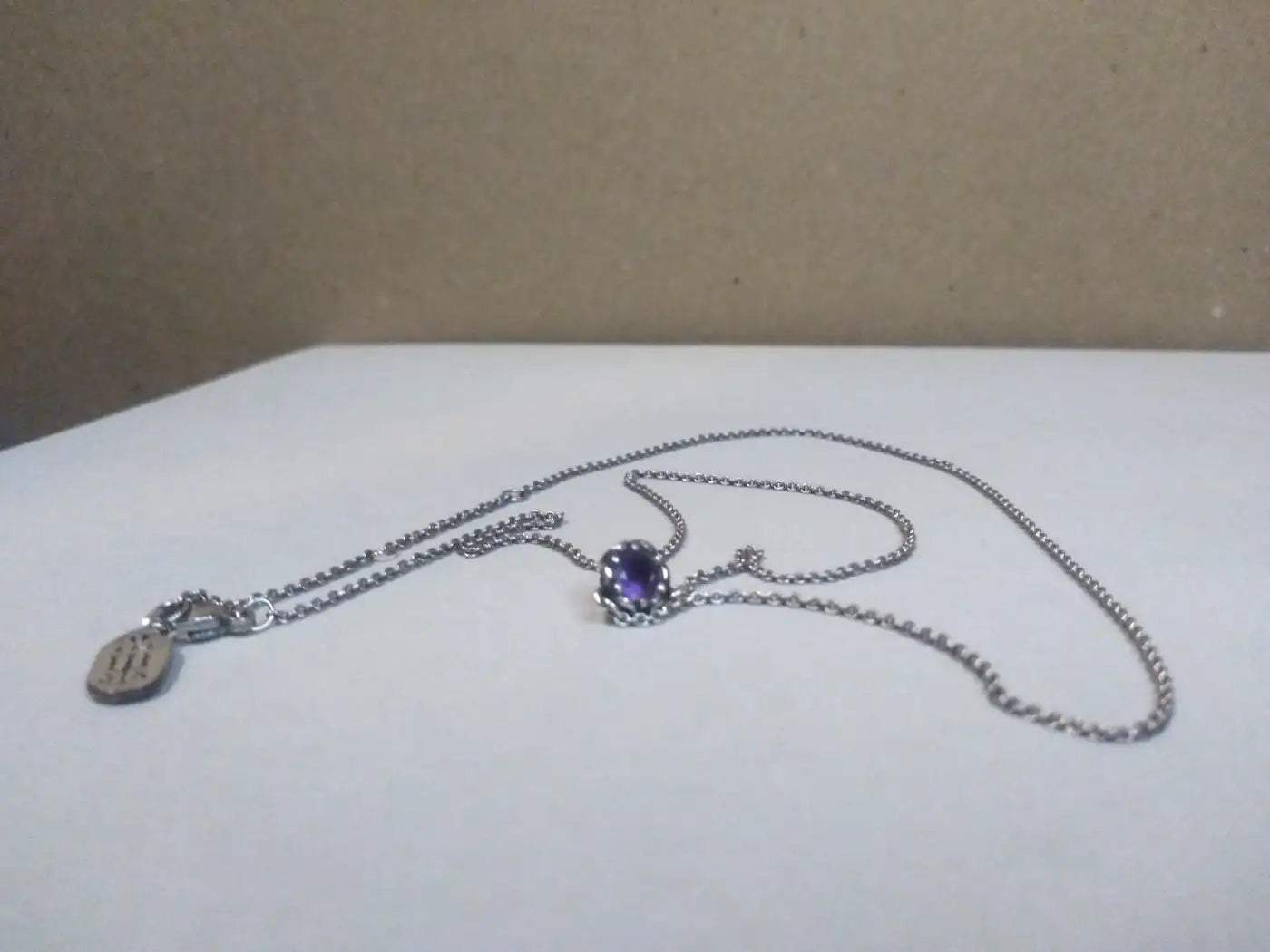 James Avery Sterling Silver 20' Link Chain with Amethyst Pendant