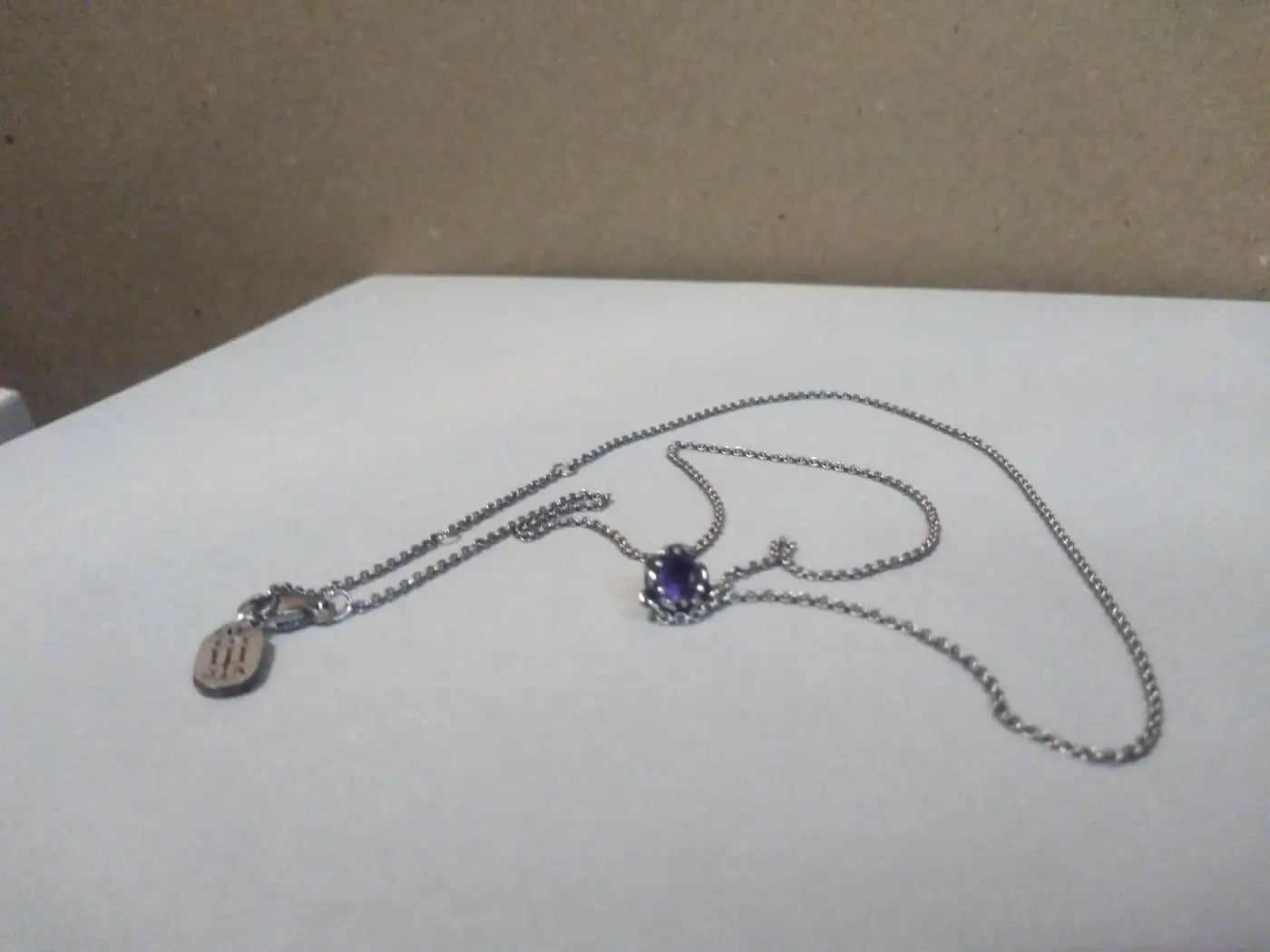 James Avery Sterling Silver 20' Link Chain with Amethyst Pendant