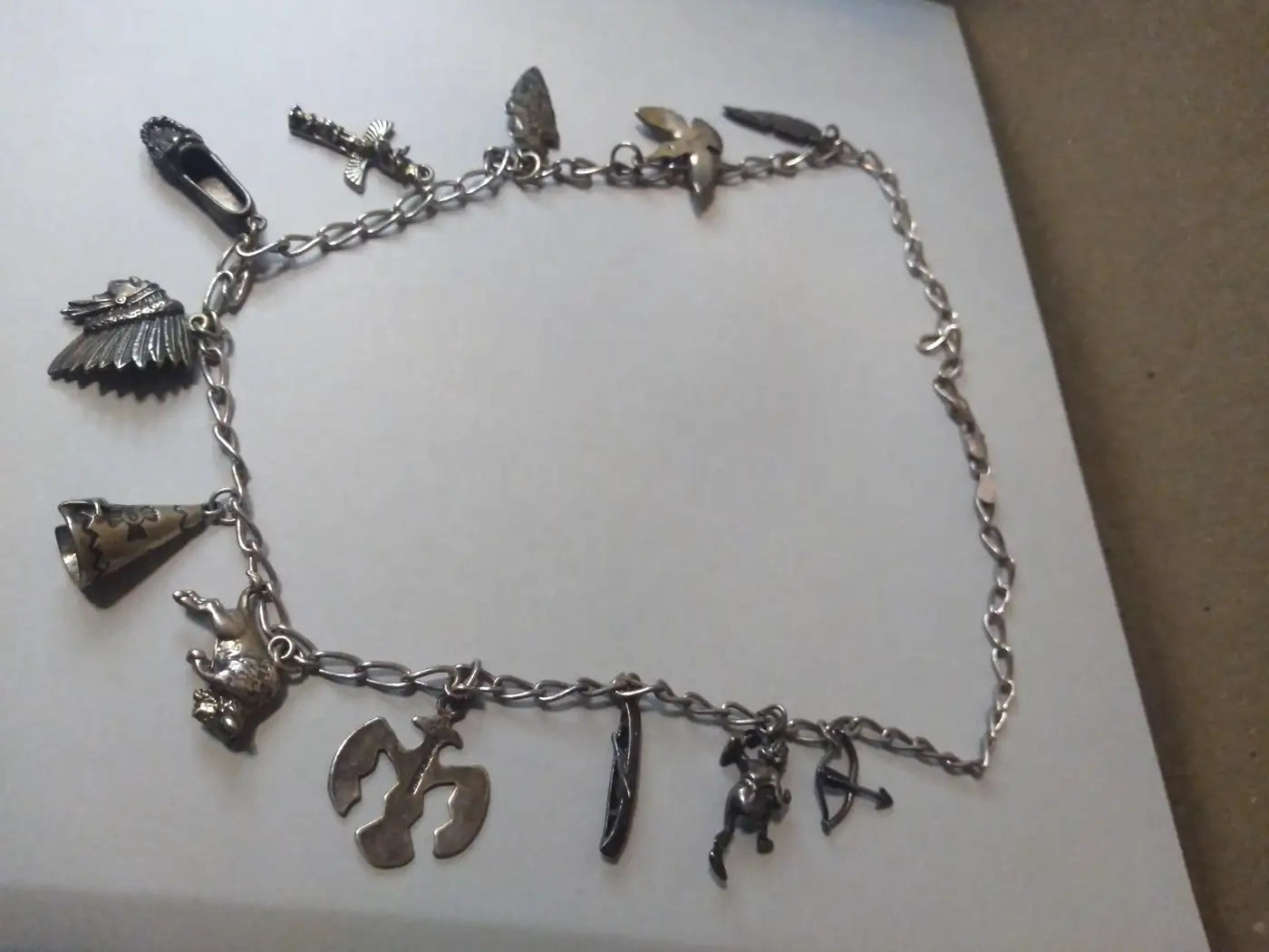 Antique Sterling Silver Charm Necklace