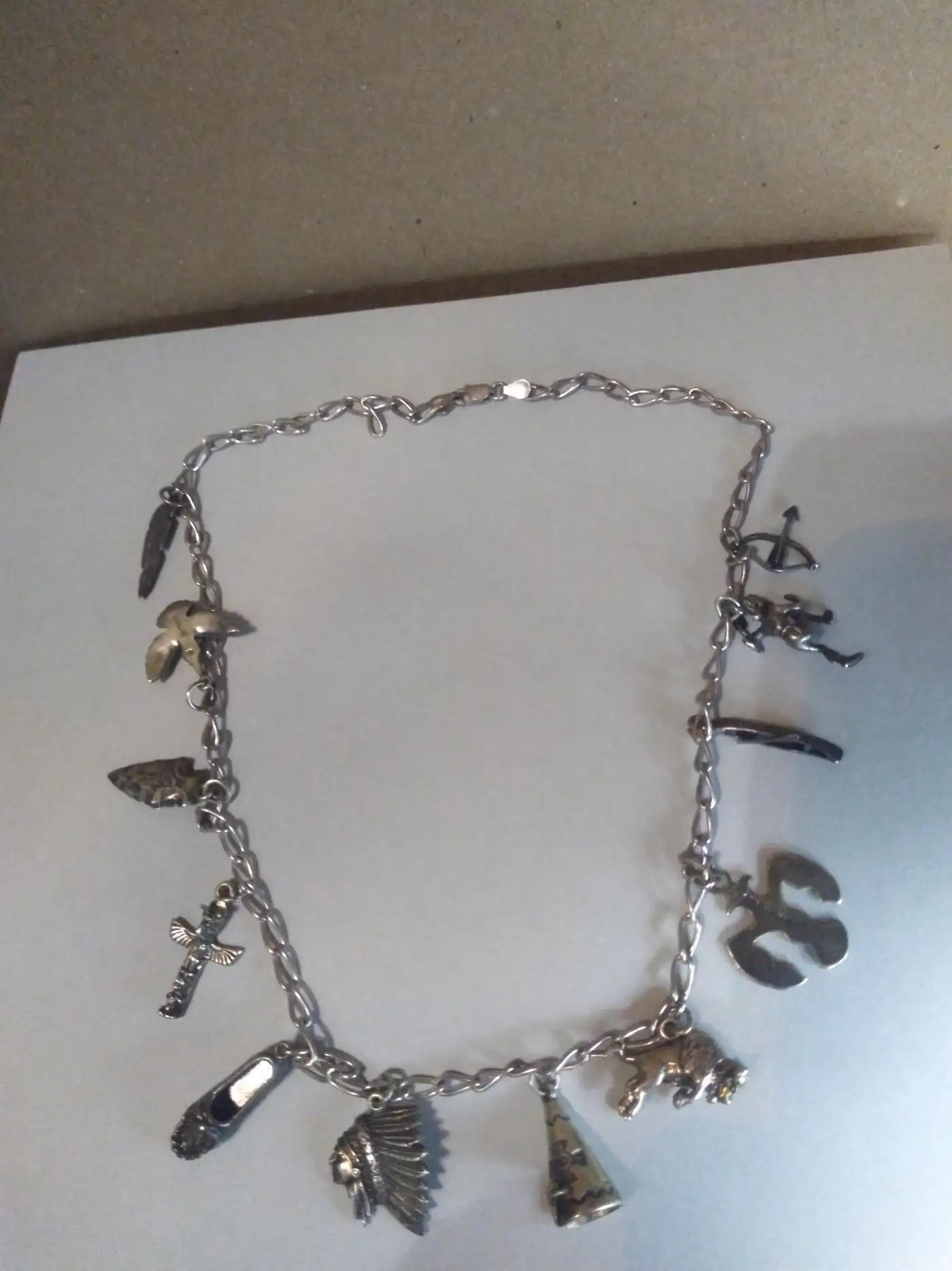 Antique Sterling Silver Charm Necklace