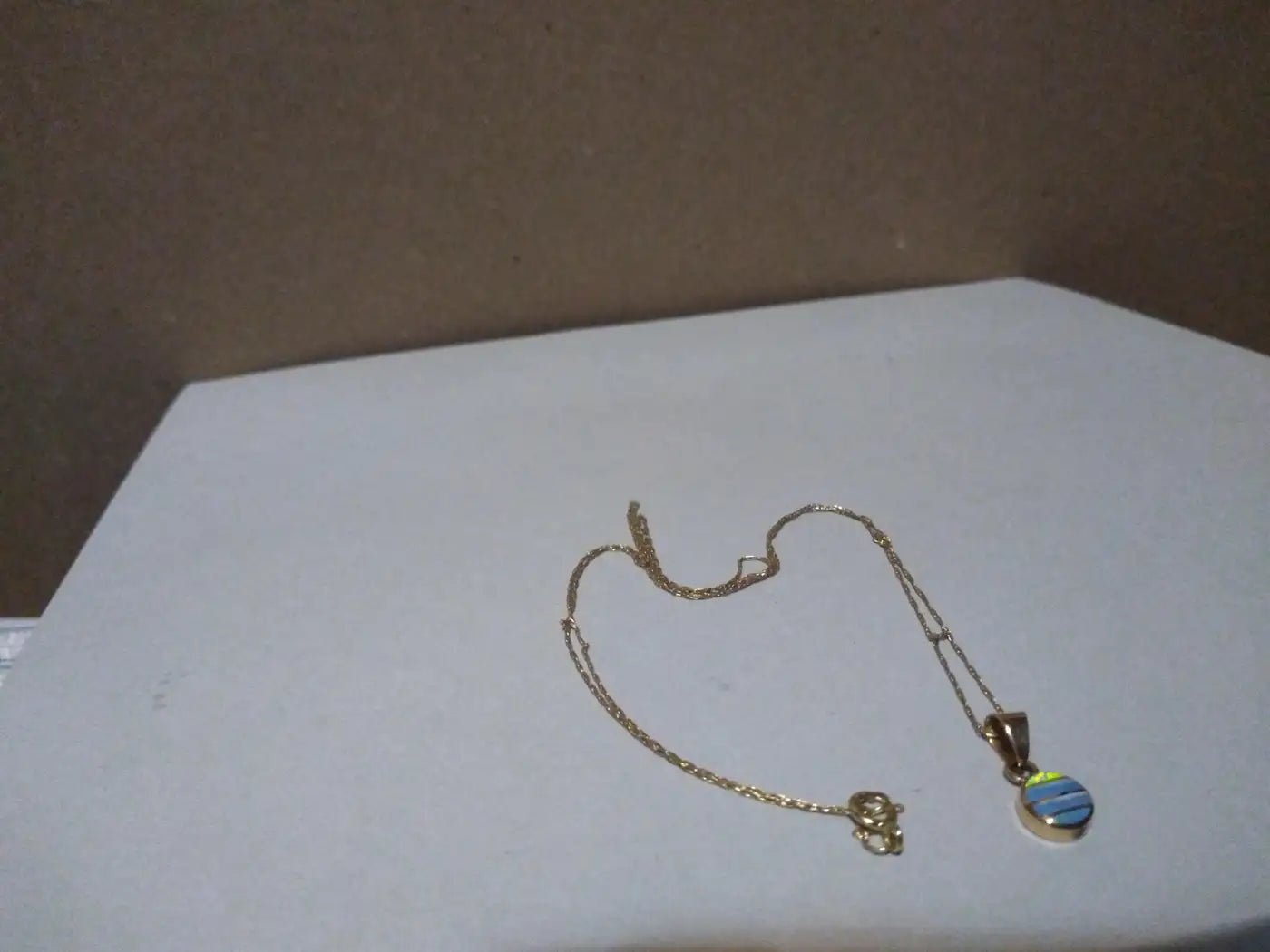 14k Gold Trace Necklace with Opal Pendant