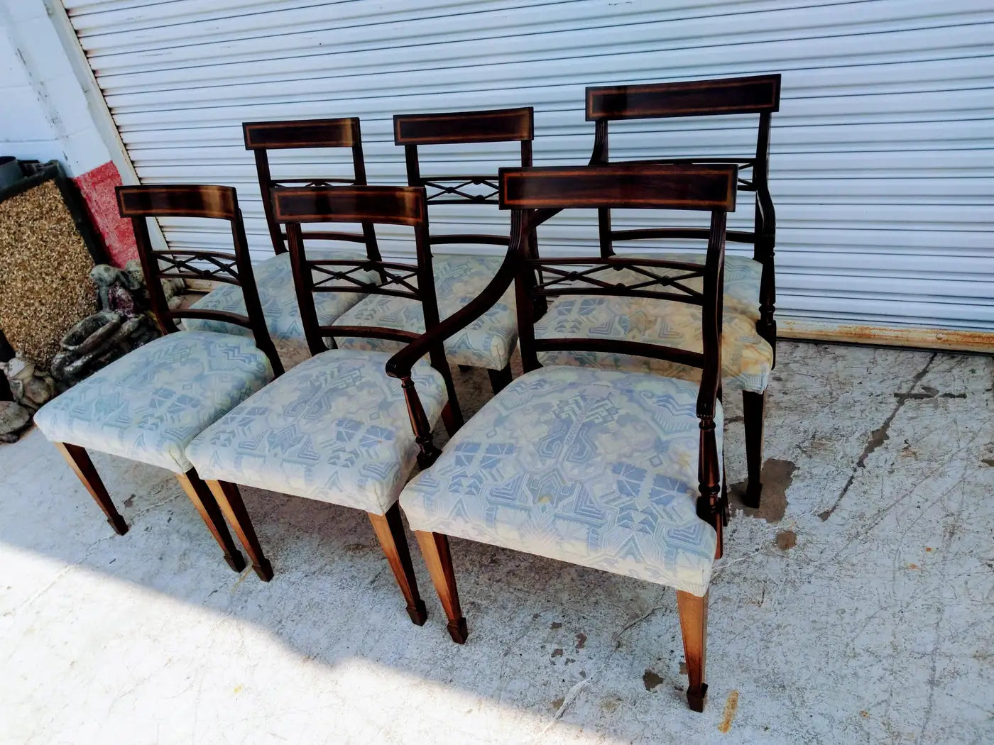 Set of 6 Regency Style Inlaid Mahogany Dining Chairs