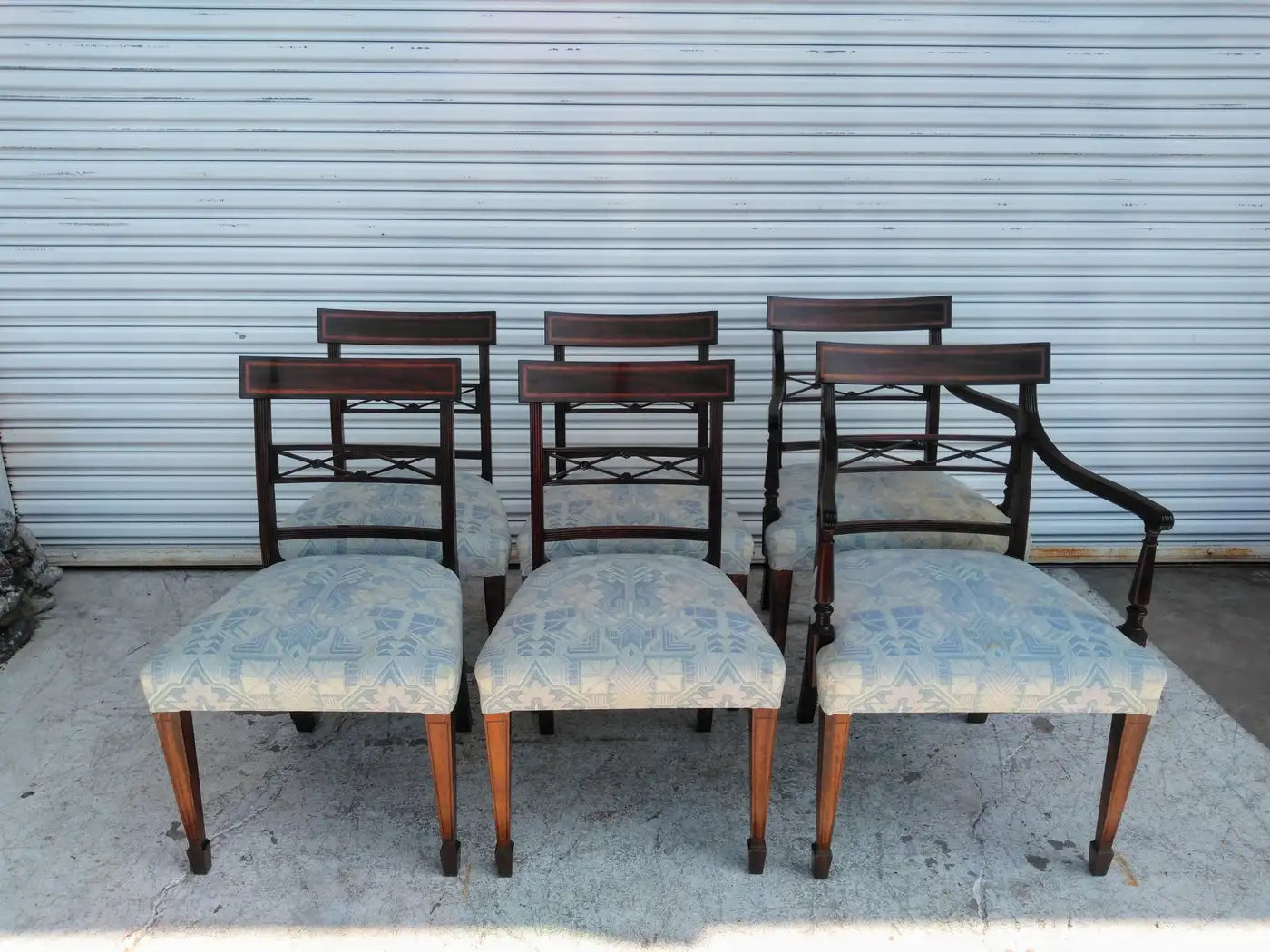 Set of 6 Regency Style Inlaid Mahogany Dining Chairs