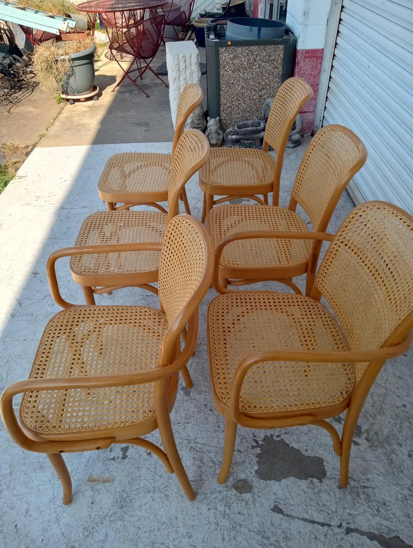 Josef Hoffman for Thonet Set of Six Bentwood and Cane Chairs