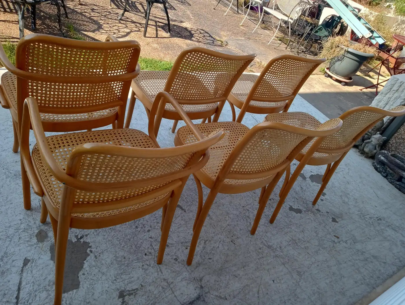 Josef Hoffman for Thonet Set of Six Bentwood and Cane Chairs