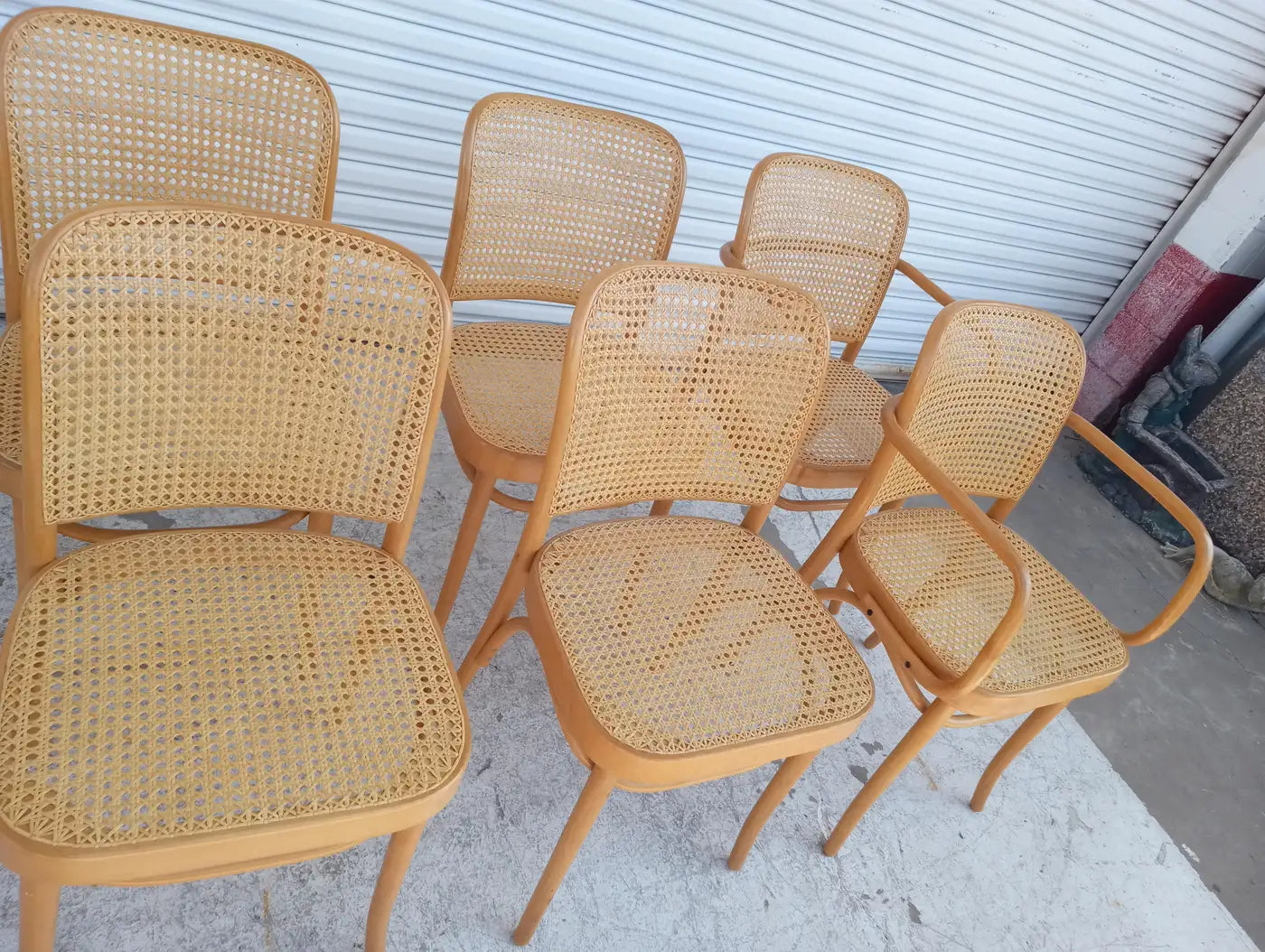 Josef Hoffman for Thonet Set of Six Bentwood and Cane Chairs