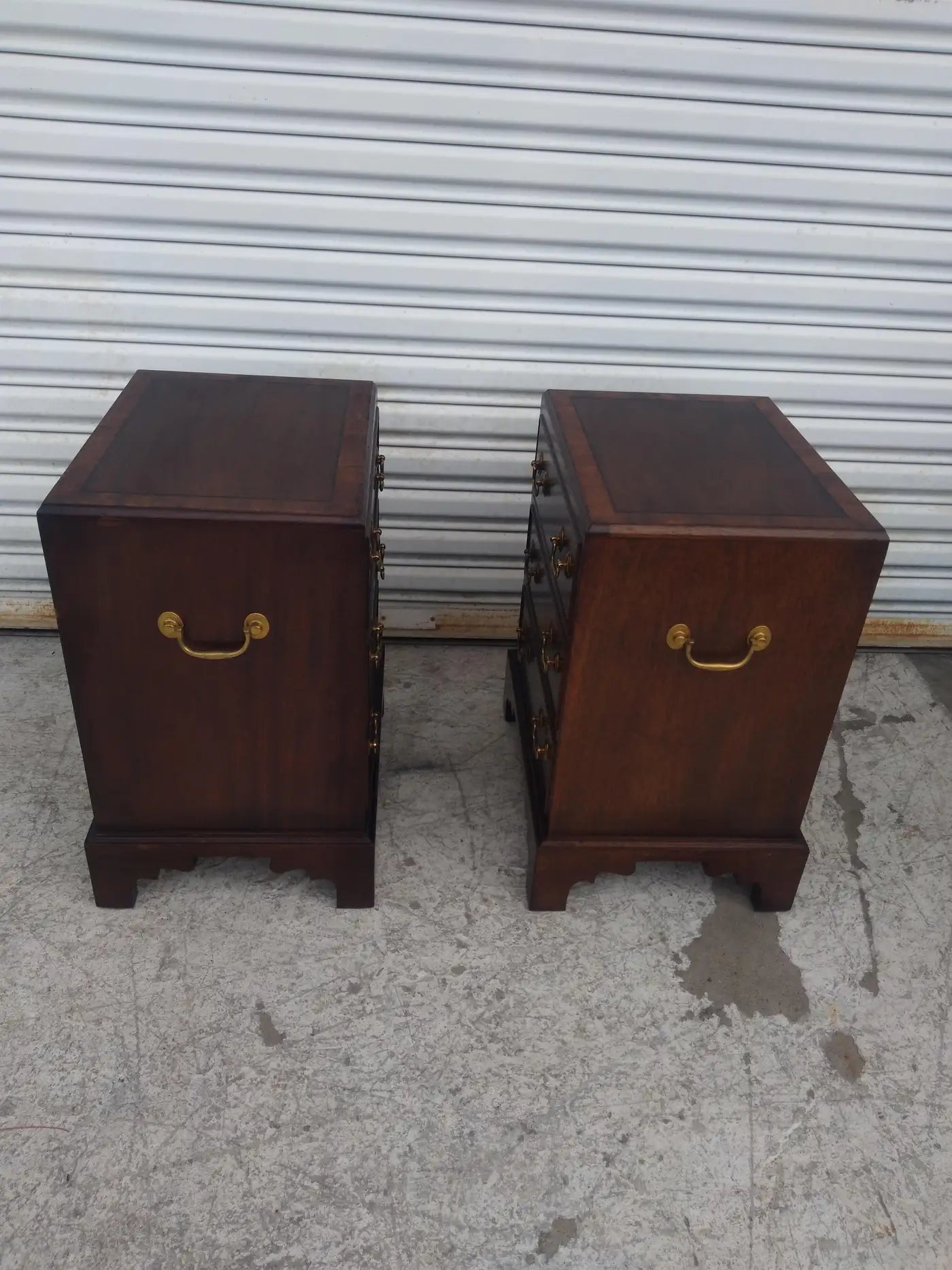 Pair of Mahogany Chippendale Style 3 Drawer Nightstands