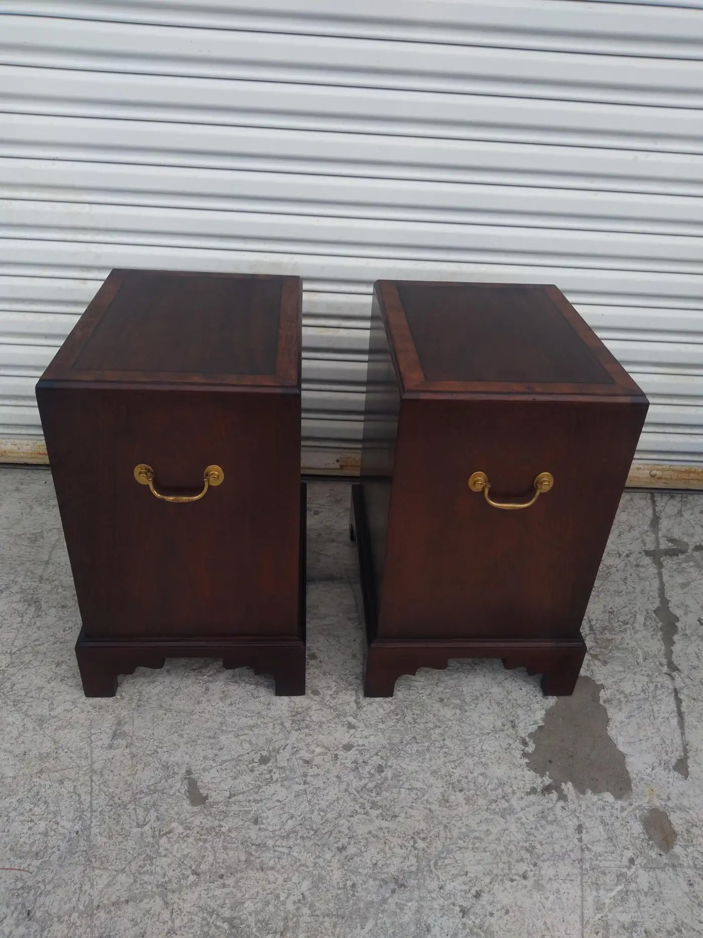 Pair of Mahogany Chippendale Style 3 Drawer Nightstands