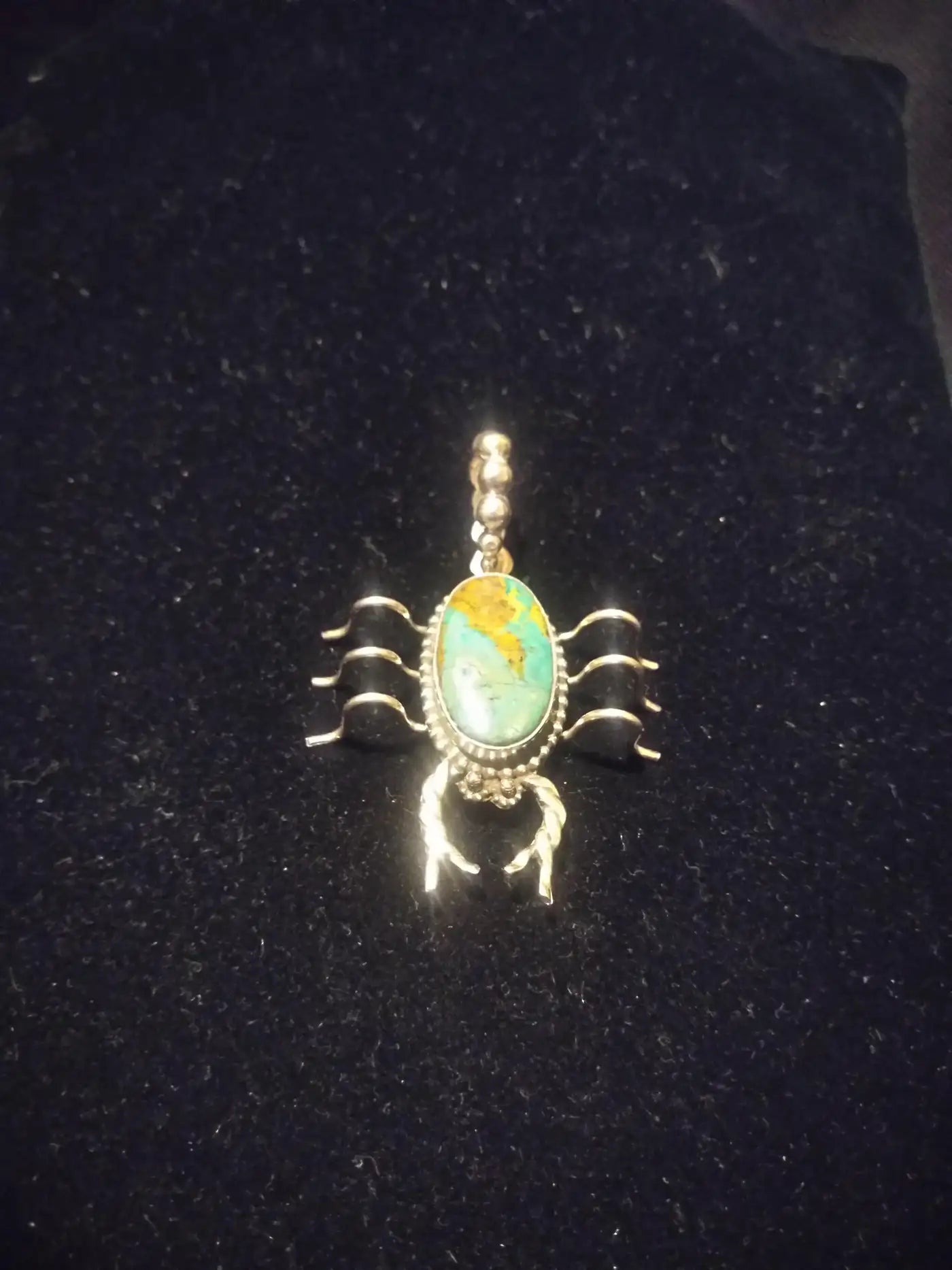 Navajo Indian Sterling Silver and Turquoise Scorpion Pendant