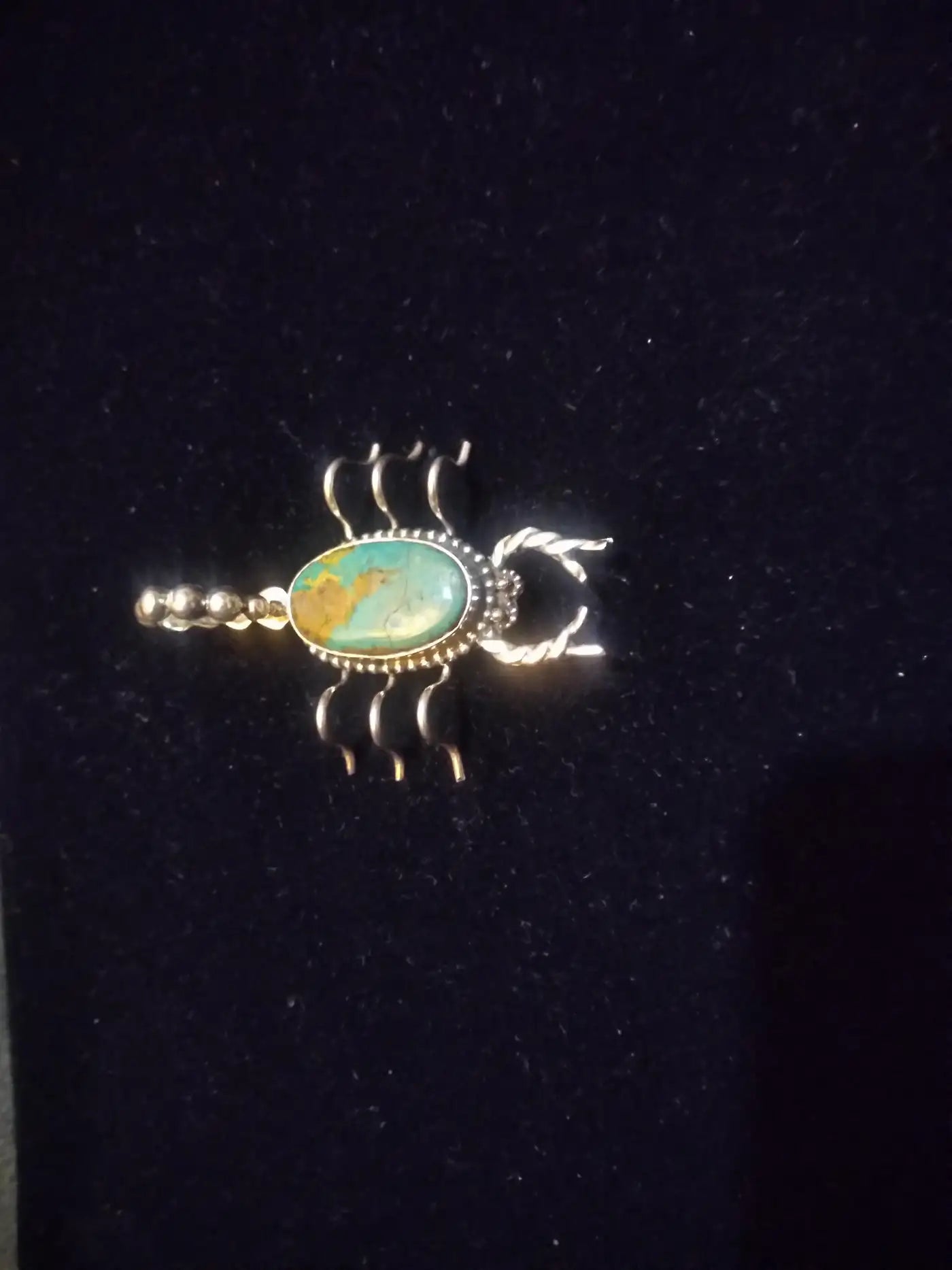 Navajo Indian Sterling Silver and Turquoise Scorpion Pendant