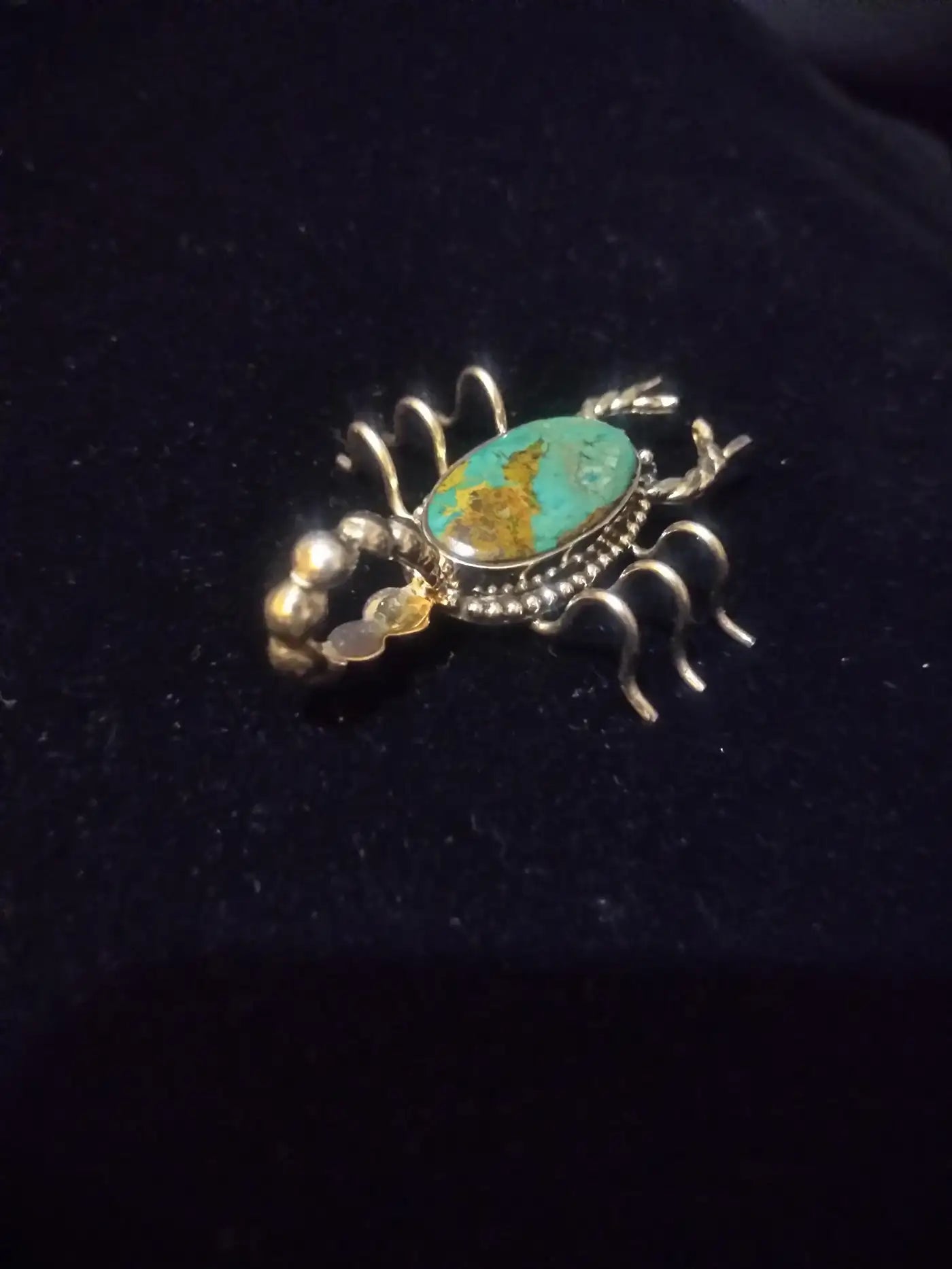 Navajo Indian Sterling Silver and Turquoise Scorpion Pendant