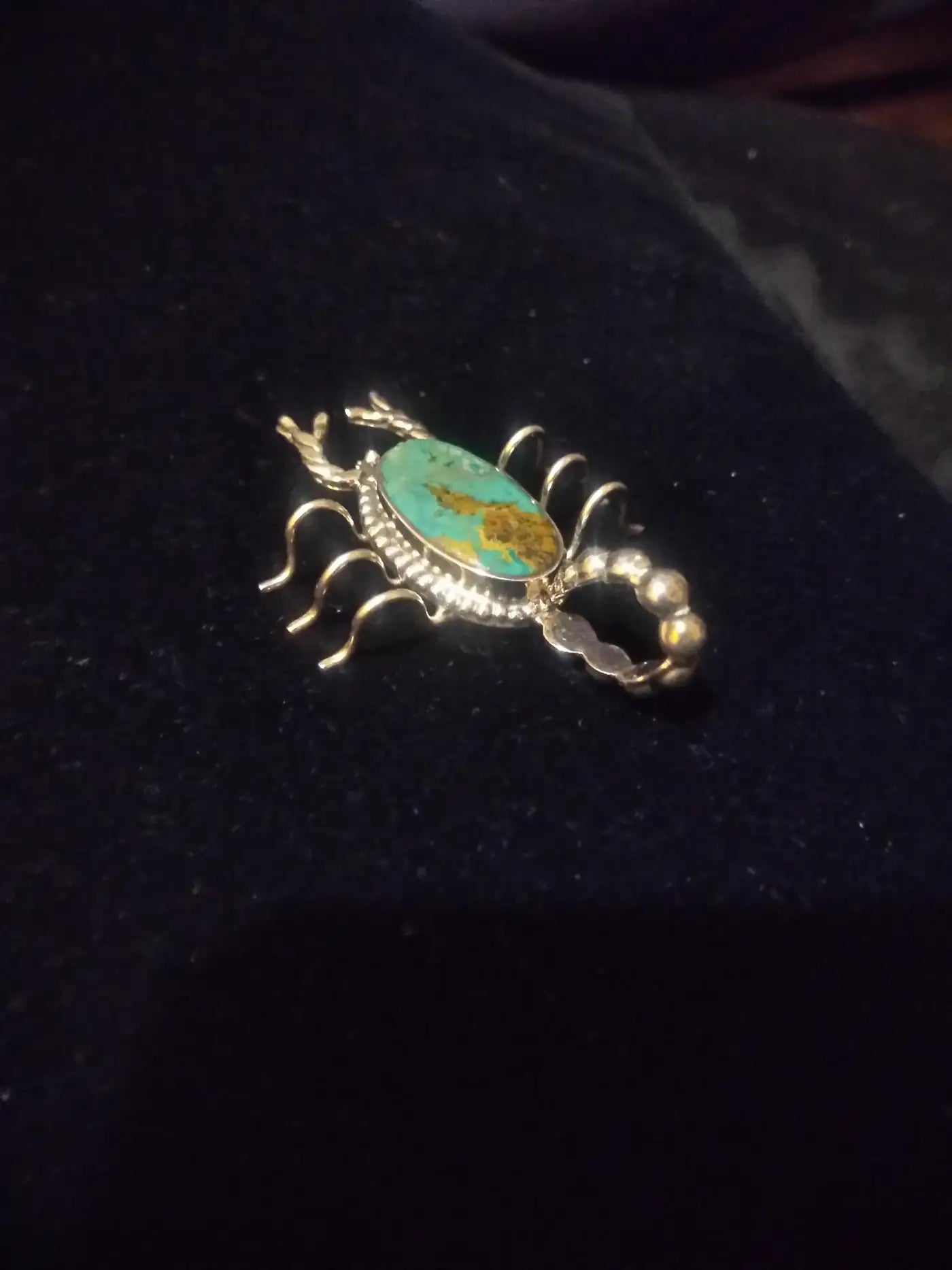 Navajo Indian Sterling Silver and Turquoise Scorpion Pendant