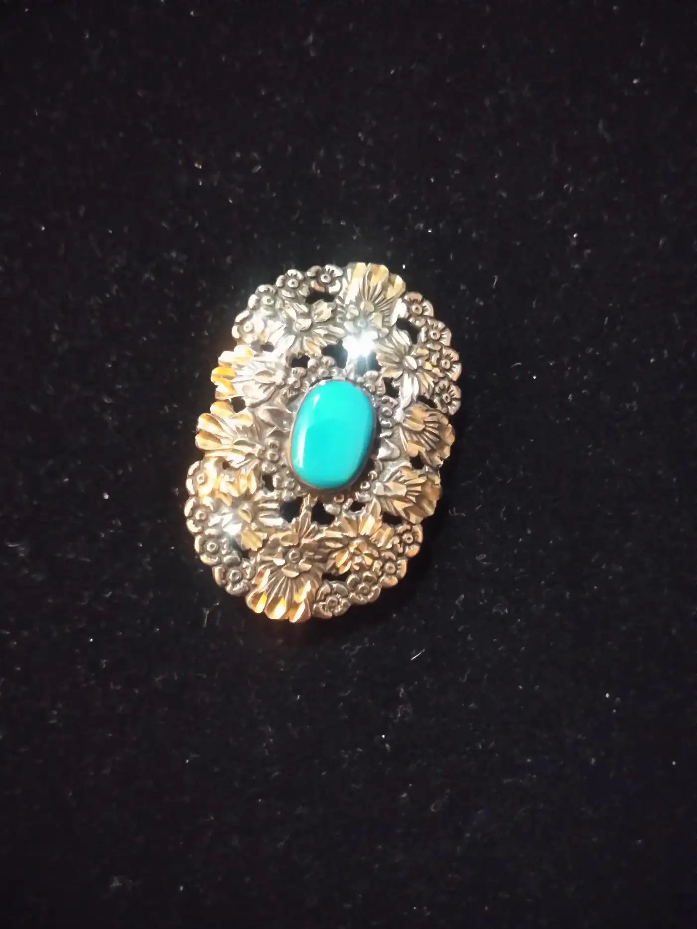 Navajo Sterling Silver and Turquoise Brooch