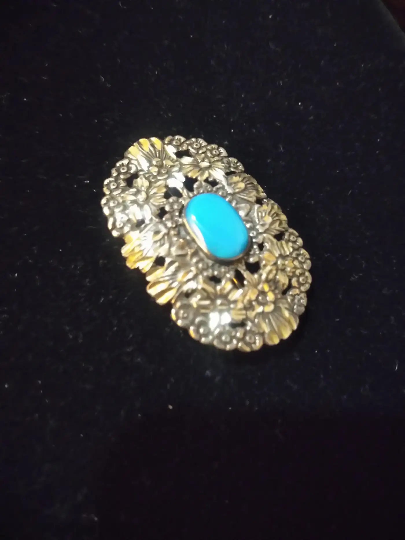 Navajo Sterling Silver and Turquoise Brooch