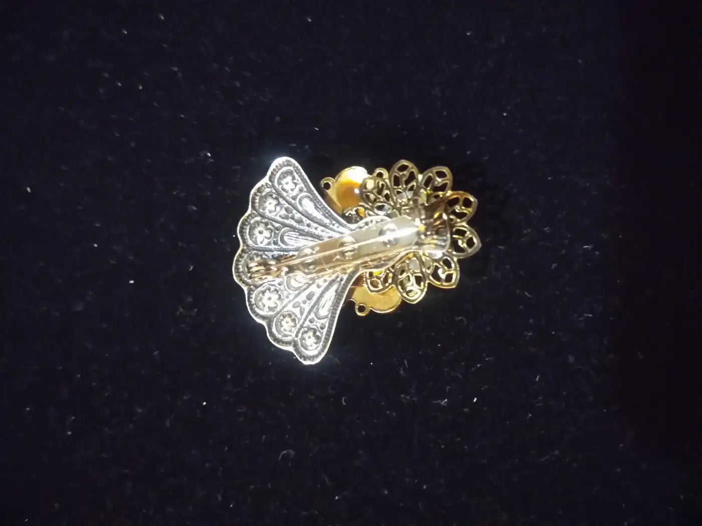 Sterling Silver with Gold Accents and Pearl Setting Brooch