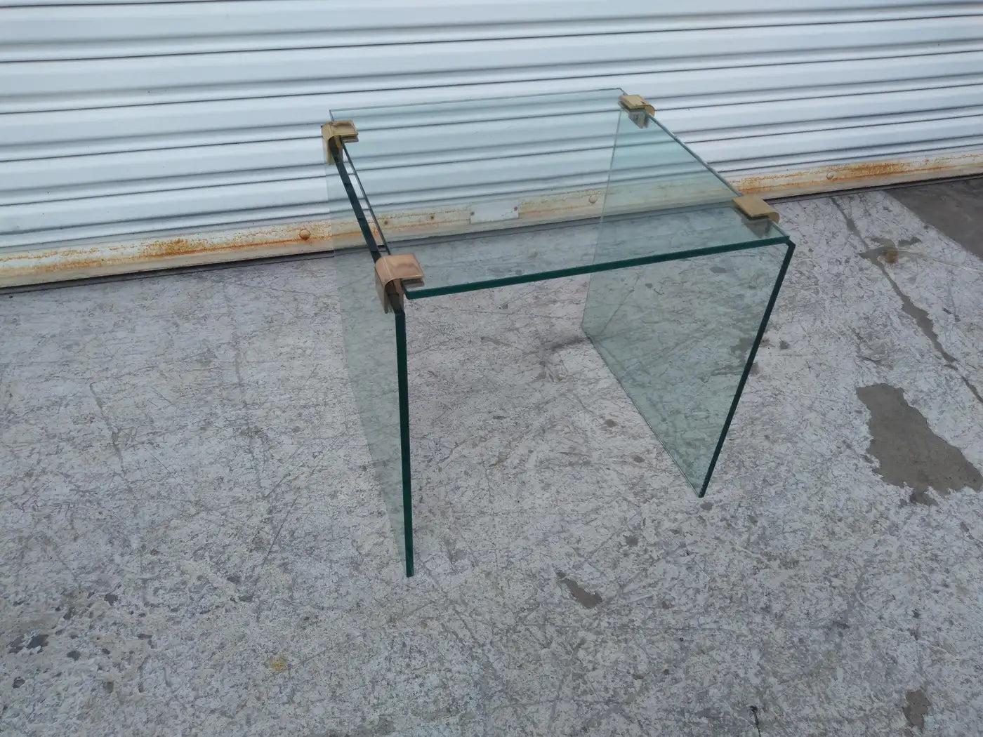 Pace Collection Style Glass Table with Brass Accents