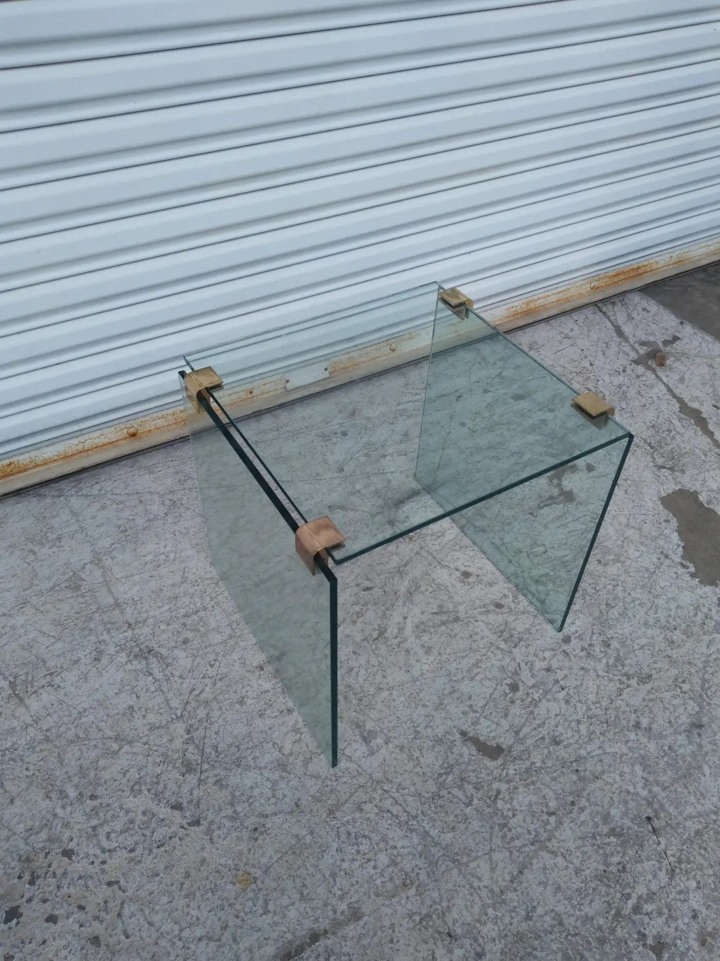 Pace Collection Style Glass Table with Brass Accents