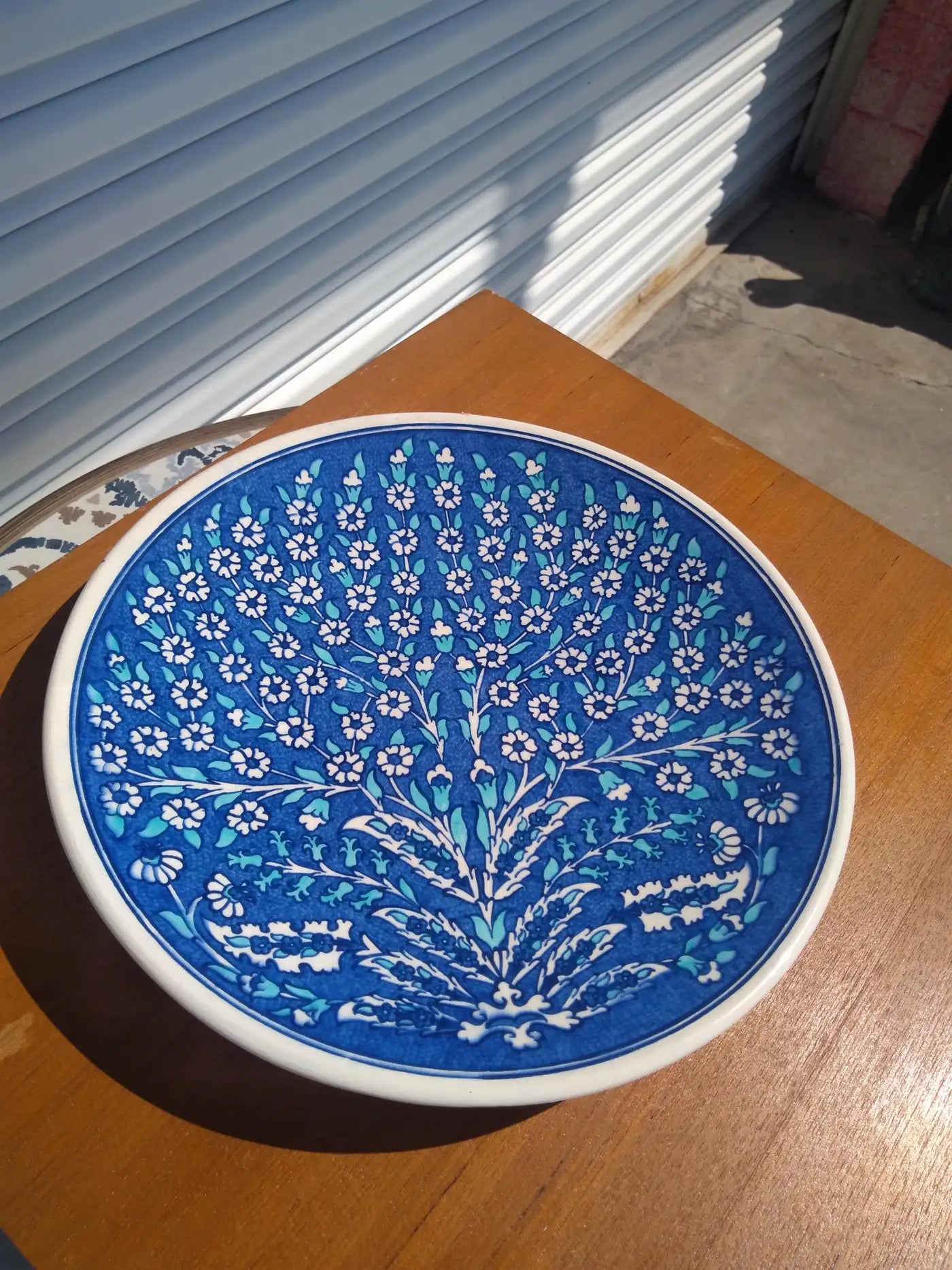 Blue and White Iznik Tree Of Life Plate by Buecu Gini