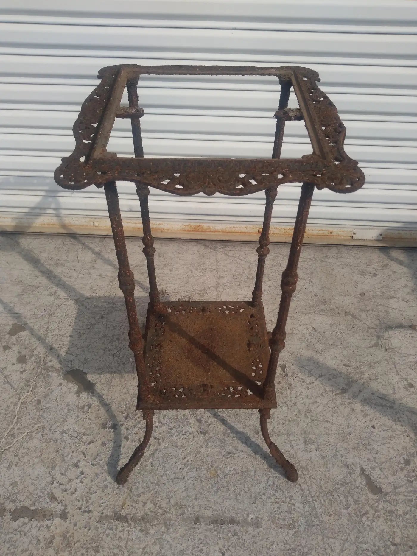 French Wrought Iron Marble Top Pedestal stand