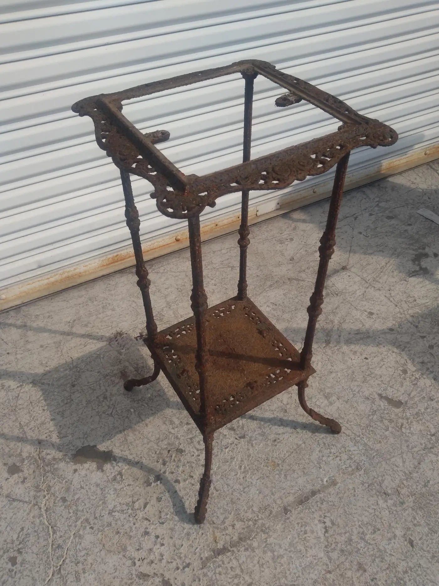 French Wrought Iron Marble Top Pedestal stand