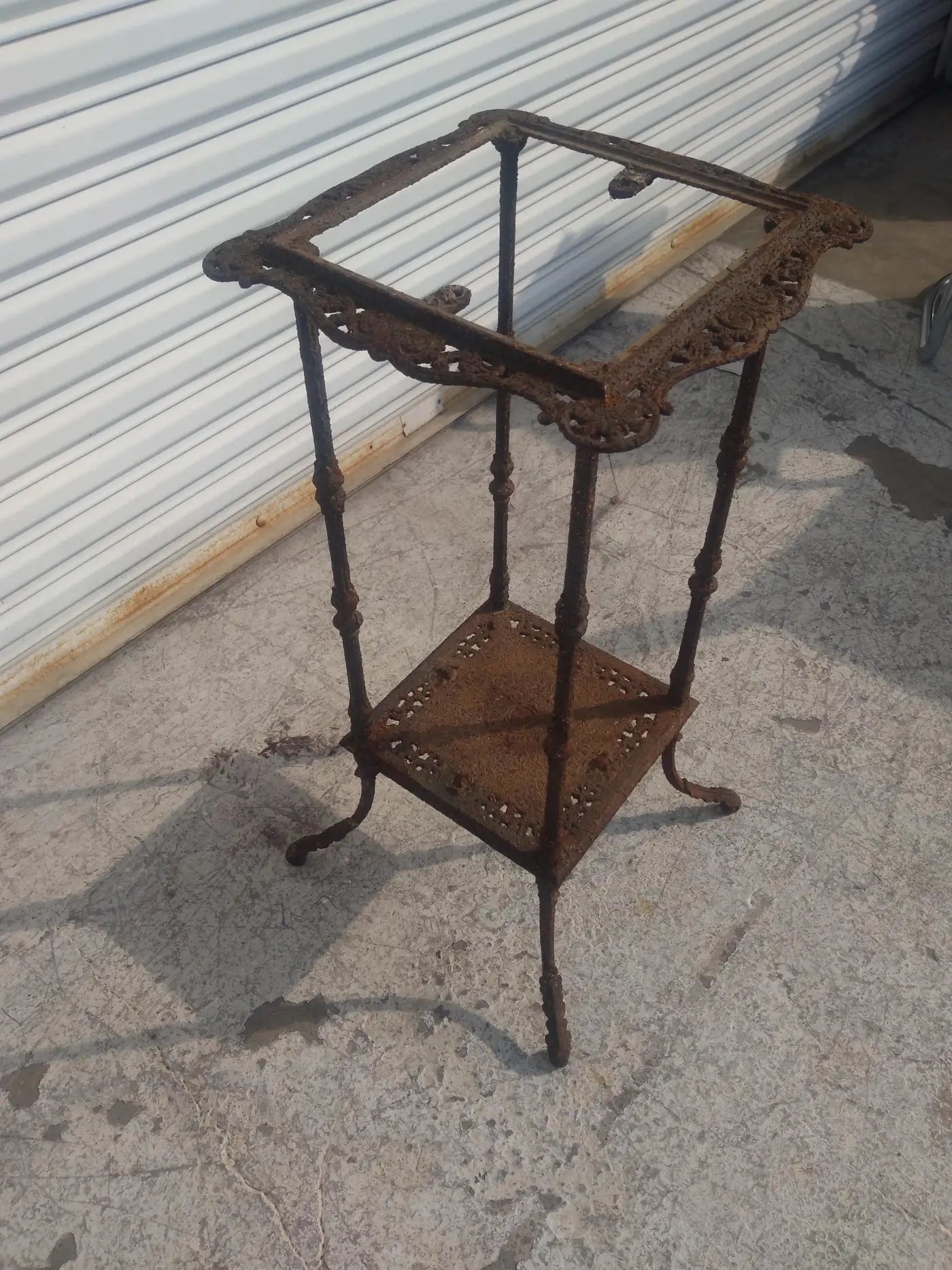 French Wrought Iron Marble Top Pedestal stand