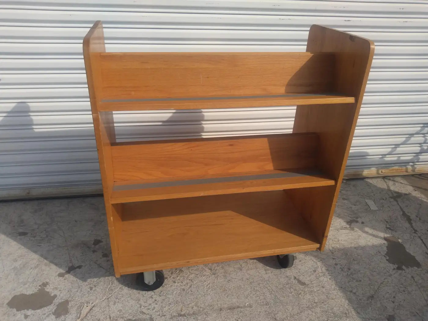 Rolling Cart Bookcase with Slanted Shelves