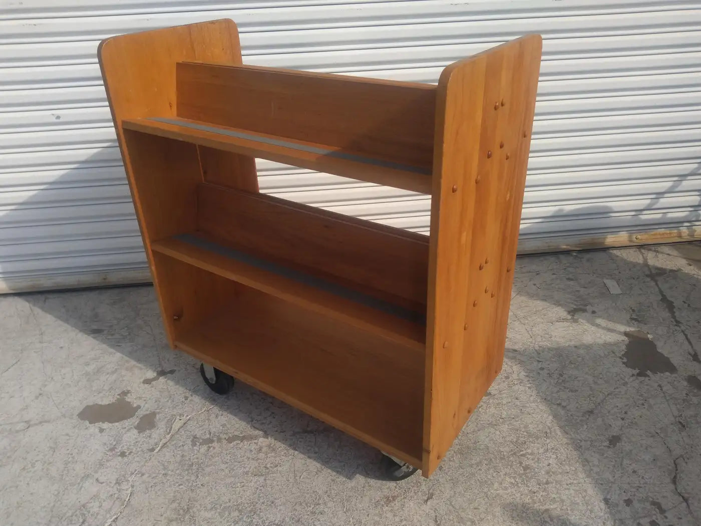 Rolling Cart Bookcase with Slanted Shelves