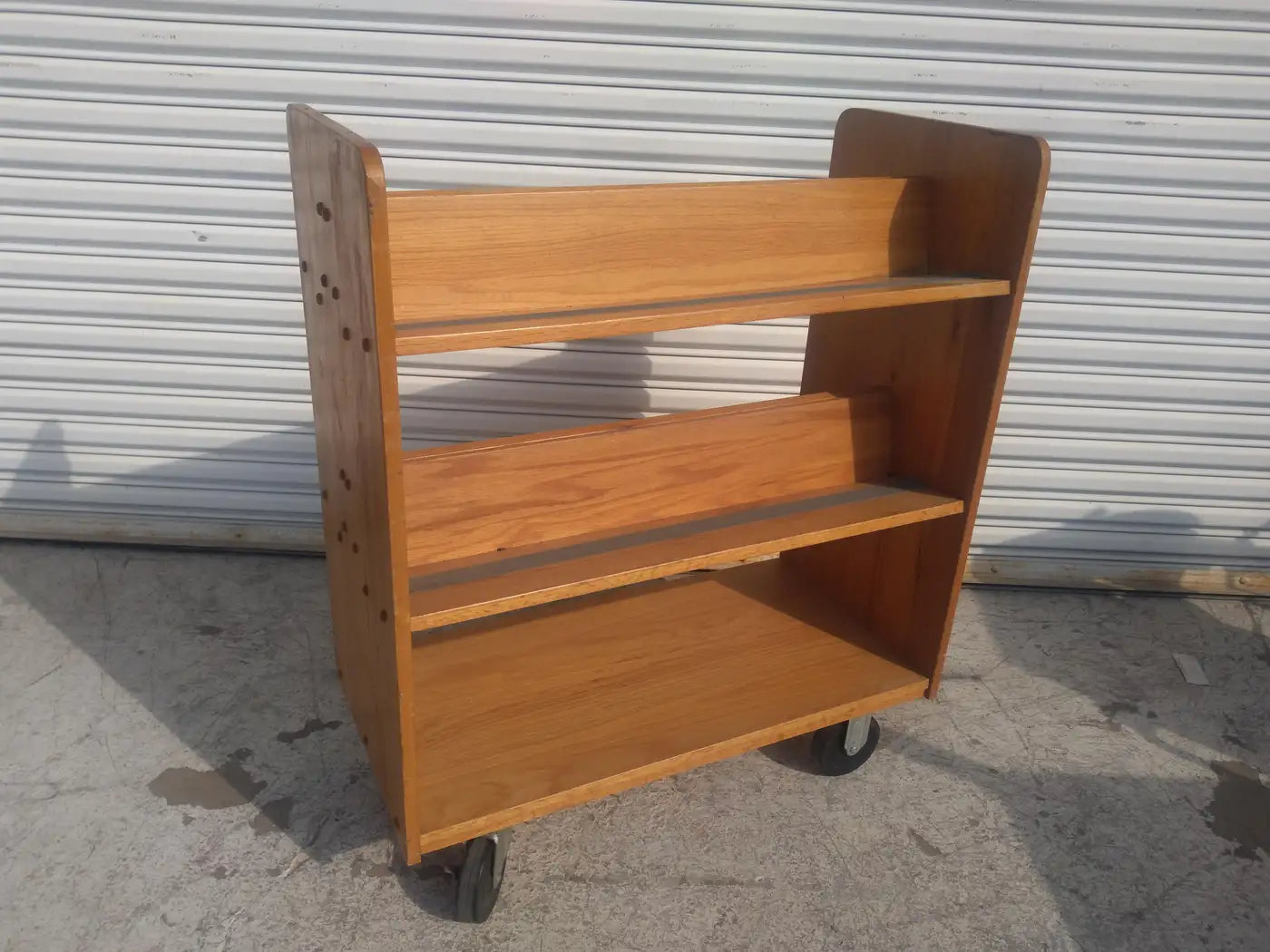 Rolling Cart Bookcase with Slanted Shelves