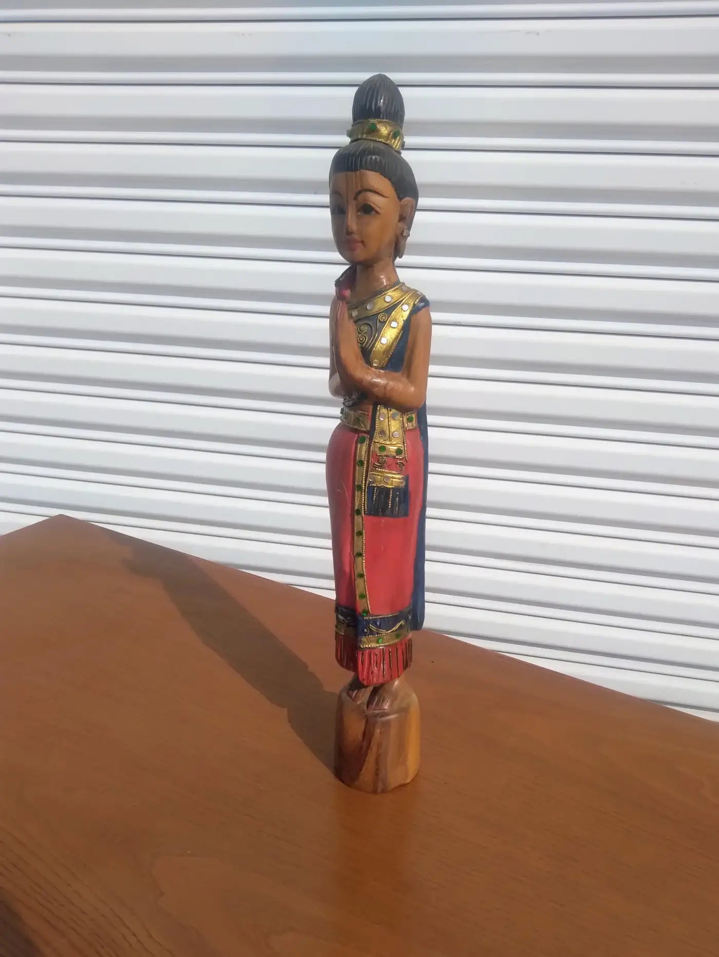 Beautiful Hand Painted Thai Woman Wooden Sculpture