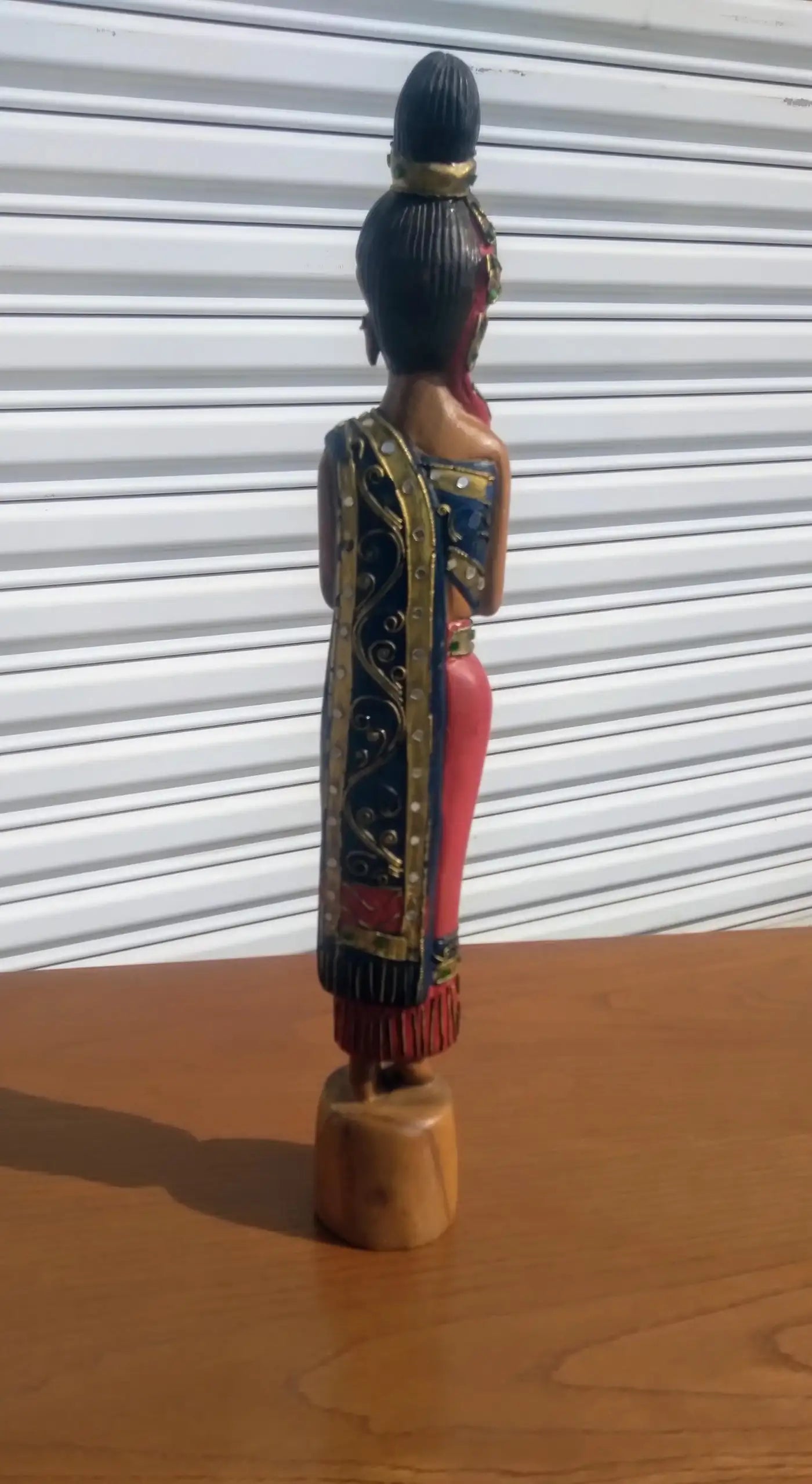 Beautiful Hand Painted Thai Woman Wooden Sculpture