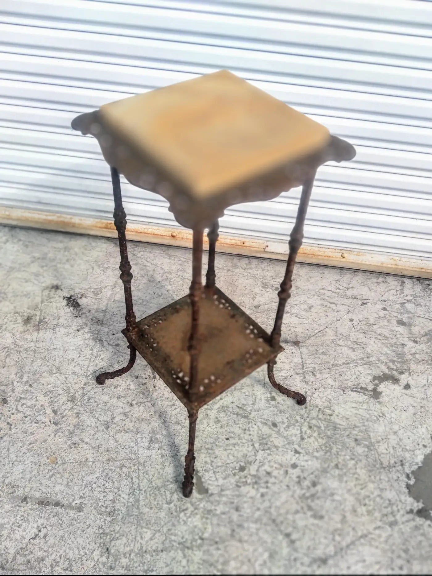 French Wrought Iron Marble Top Pedestal stand