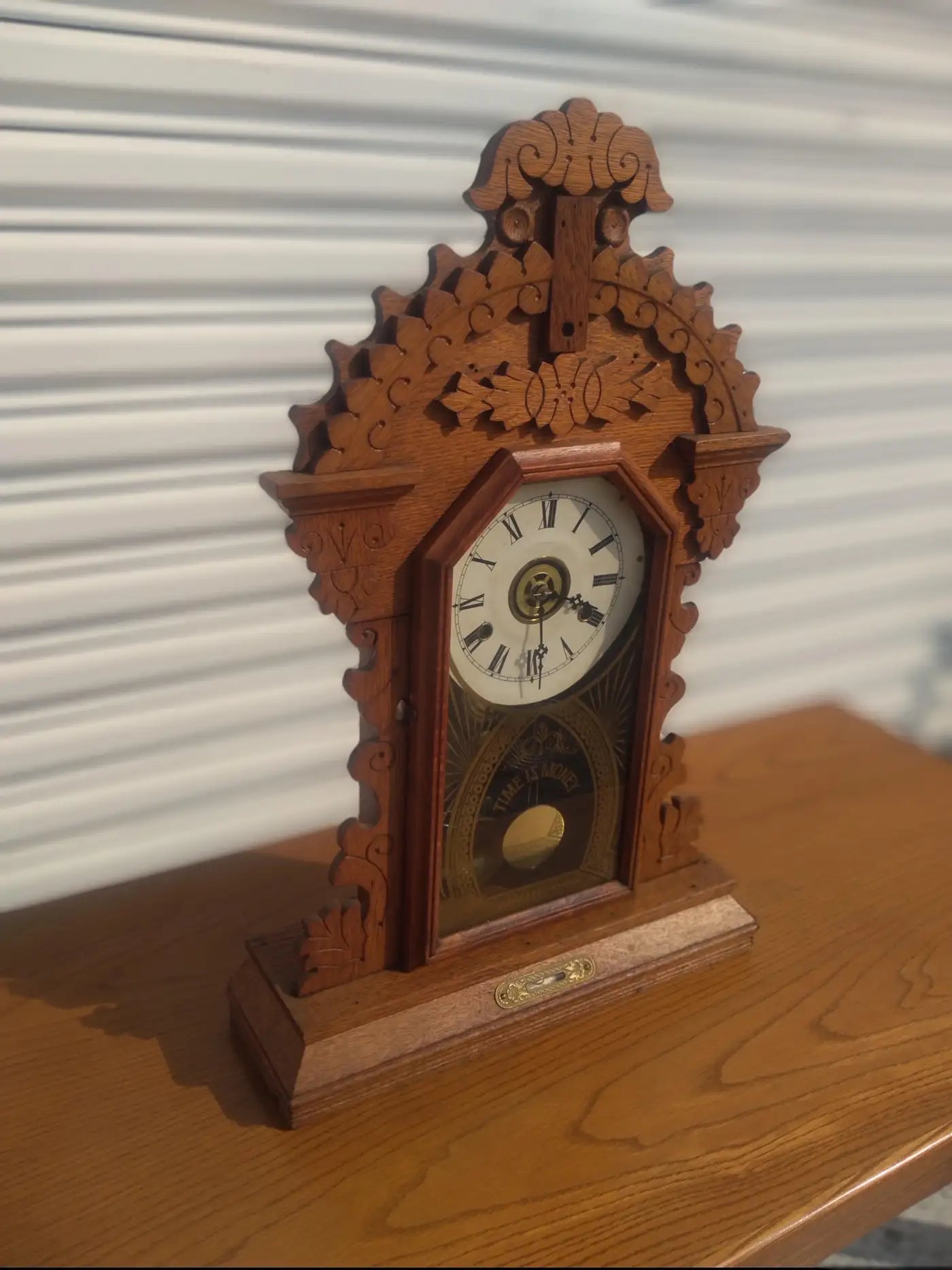 Walnut Late 19th Century Gingerbread Mantle Clock