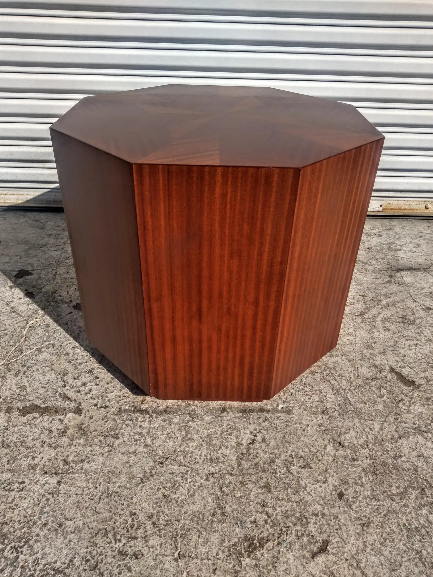 Brockstein Octagon Shaped Ribbon Mahogany Side Table