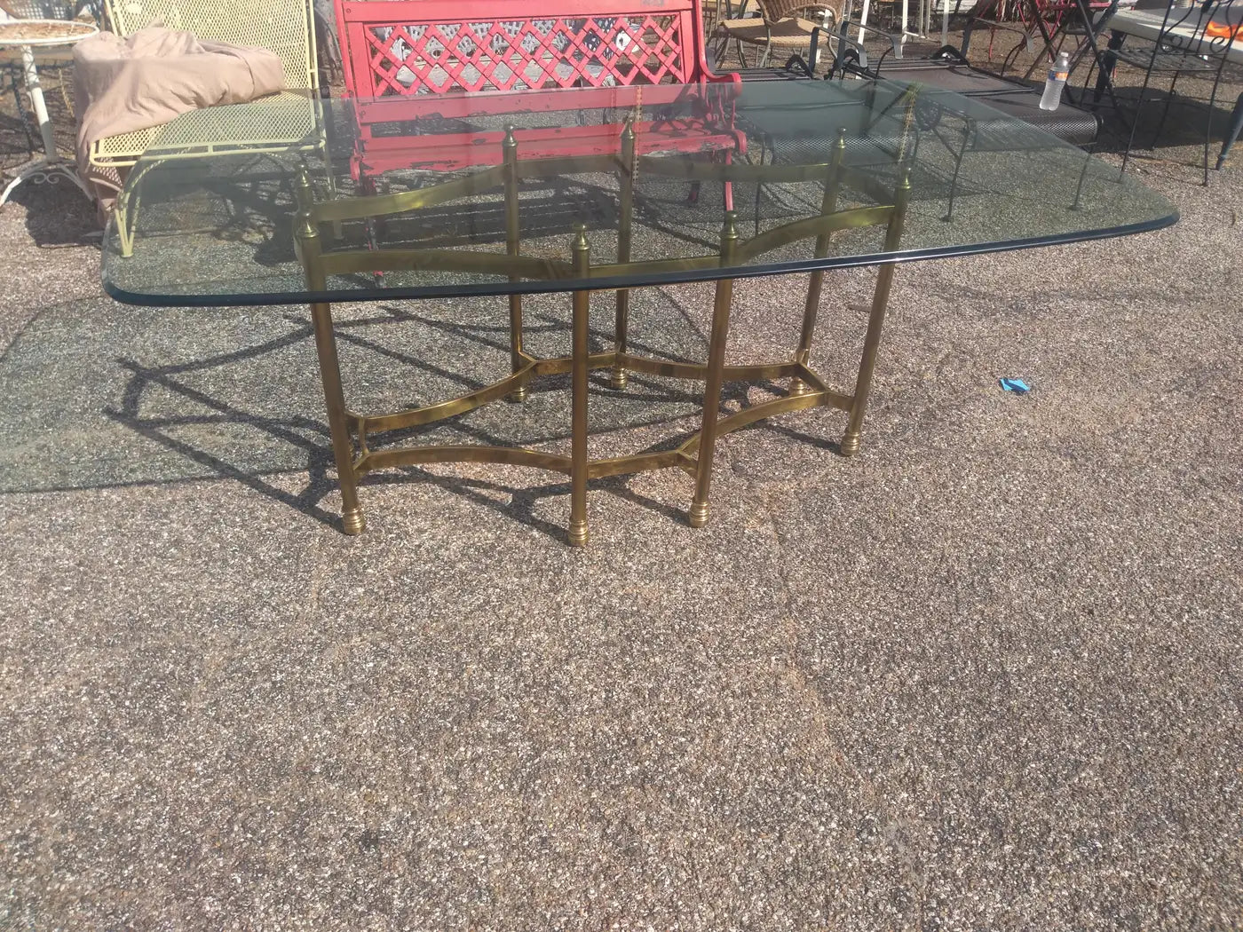 Maison Bagues Neoclassical Style Brass and Glass Dining Table