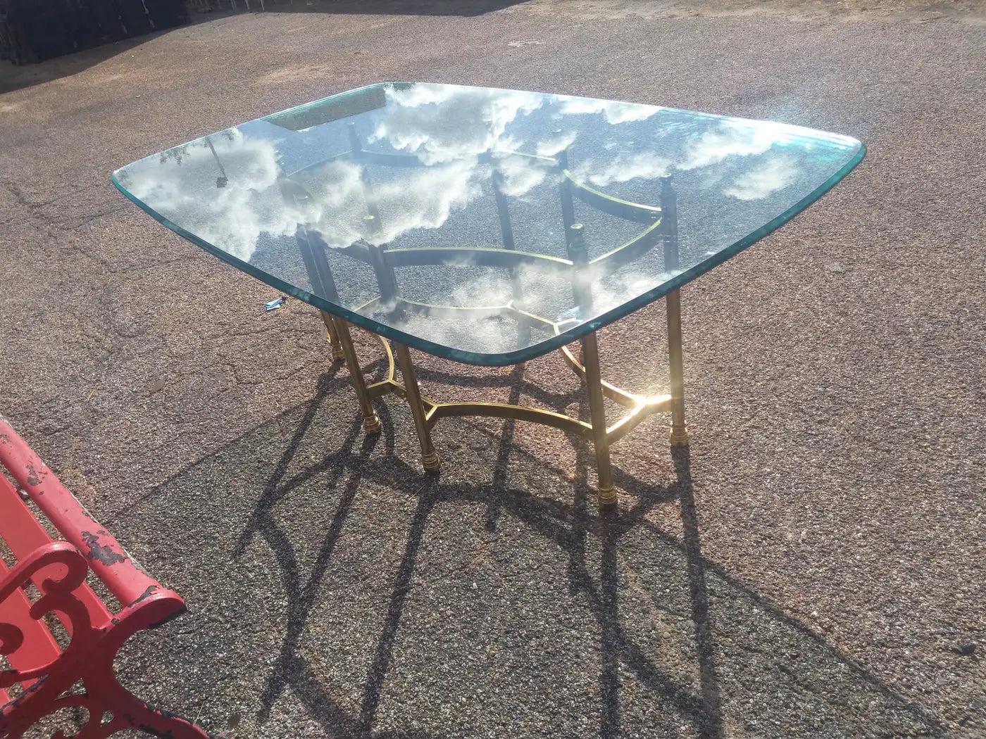 Maison Bagues Neoclassical Style Brass and Glass Dining Table