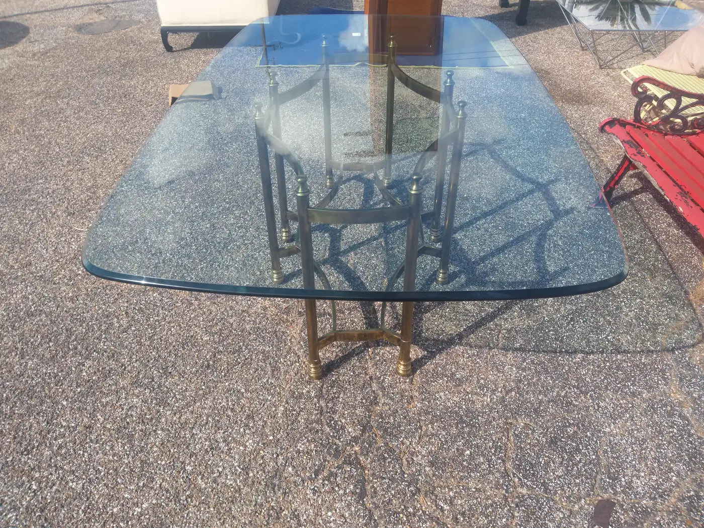 Maison Bagues Neoclassical Style Brass and Glass Dining Table