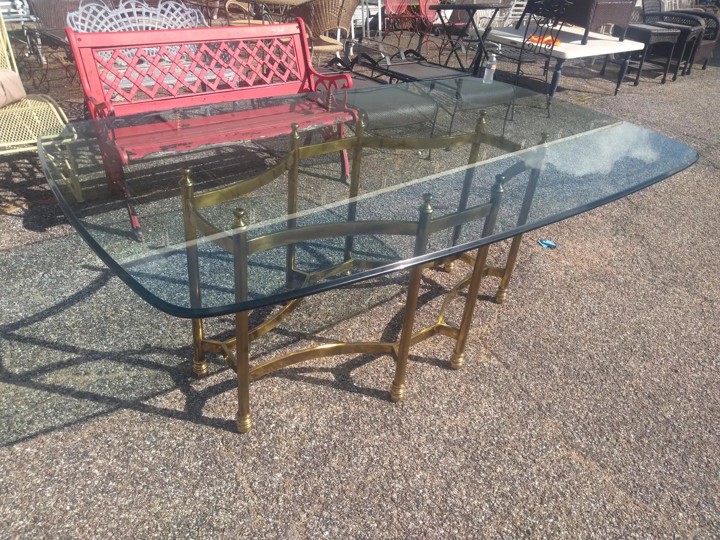 Maison Bagues Neoclassical Style Brass and Glass Dining Table