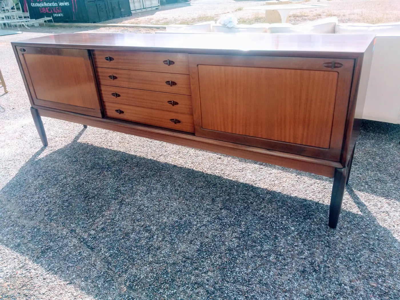 Vintage Midi Century Ribbon Mahogany Bramin Mobler Sideboard