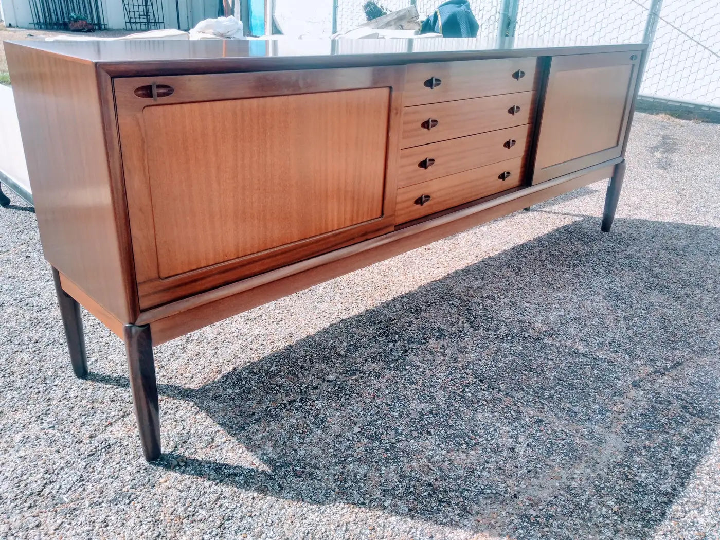 Vintage Midi Century Ribbon Mahogany Bramin Mobler Sideboard