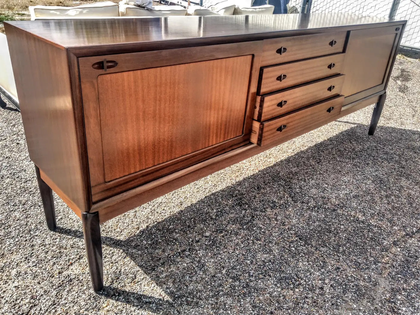 Vintage Midi Century Ribbon Mahogany Bramin Mobler Sideboard