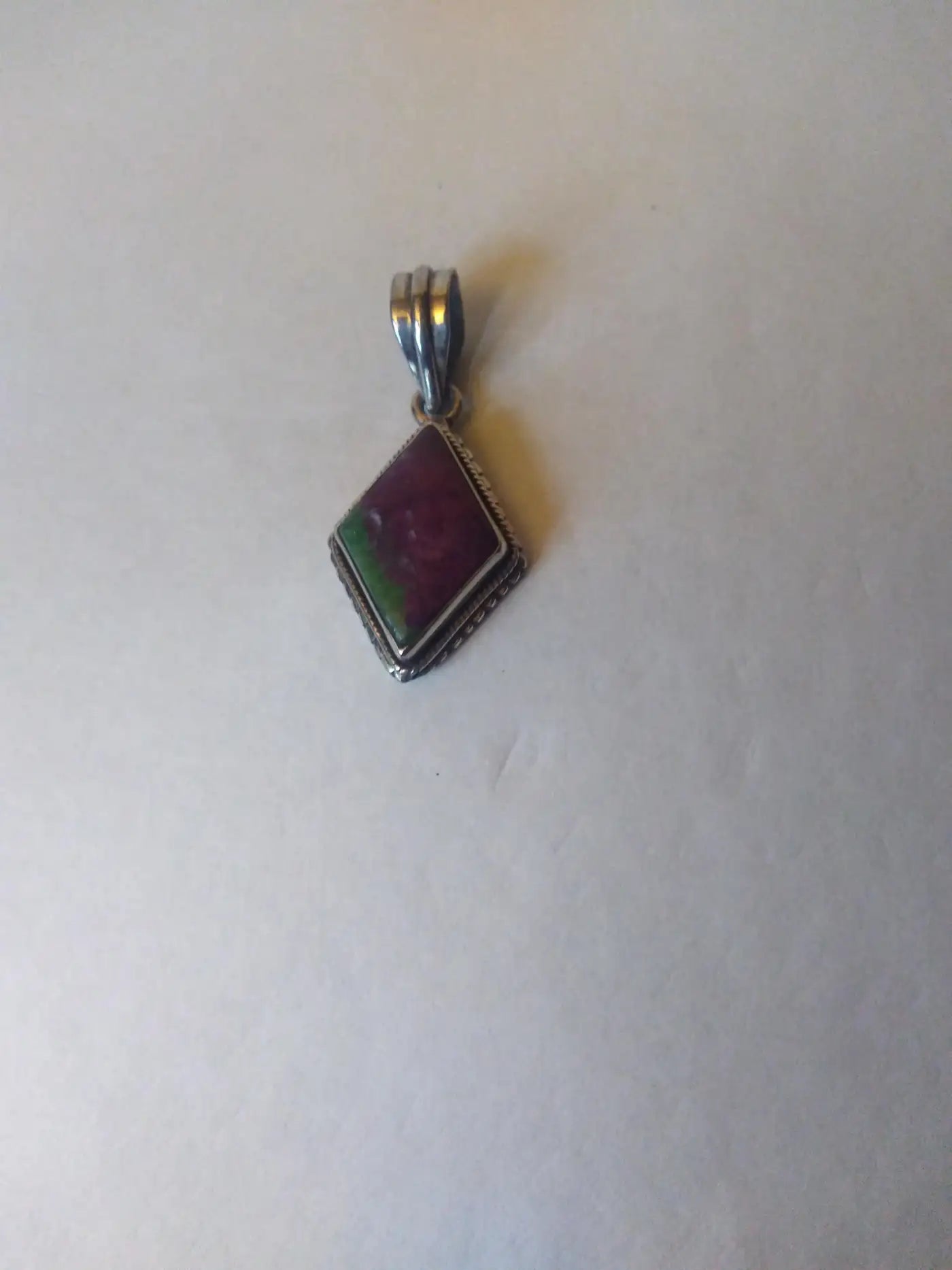 Sterling Silver and Purple with Green Inclusion Zoisite Pendant